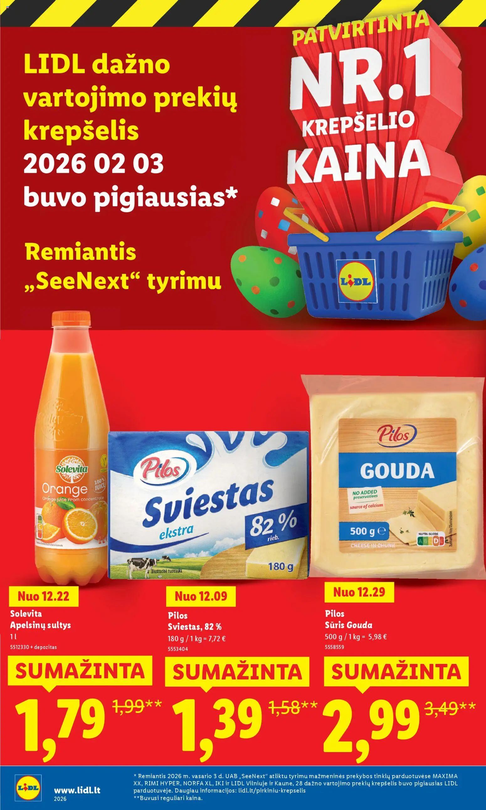 LIDL akcijos nuo 23.03.2026 | Puslapis: 26 | Prekių: Sūris, Sviestas, Sultys, Krepšelis