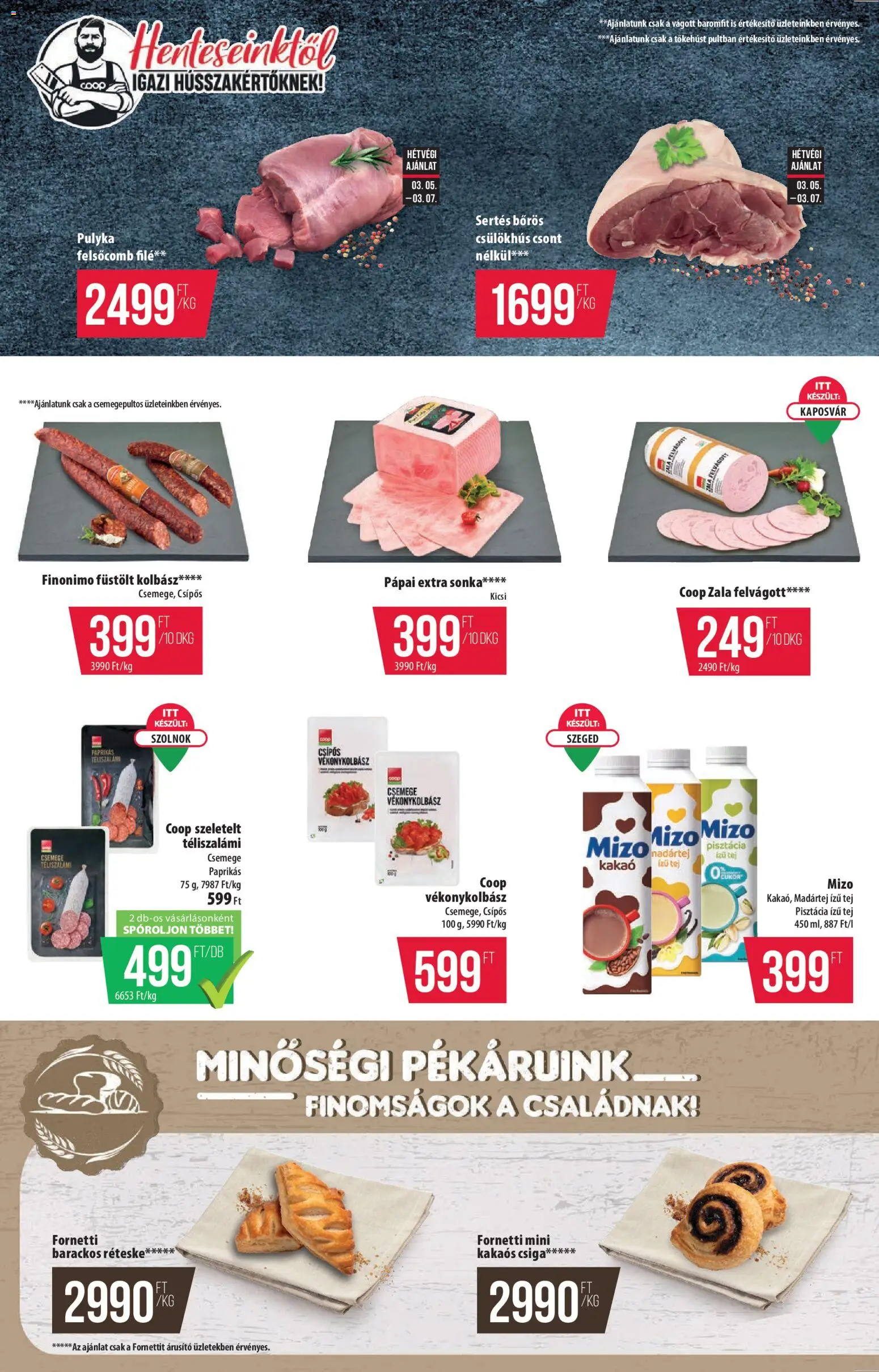 COOP akciós ujság - amely érvényes a következő dátumtól: 05.03.2026 | Oldal: 2 | Termékek: Kolbász, Pisztácia, Sonka, Kakaós csiga