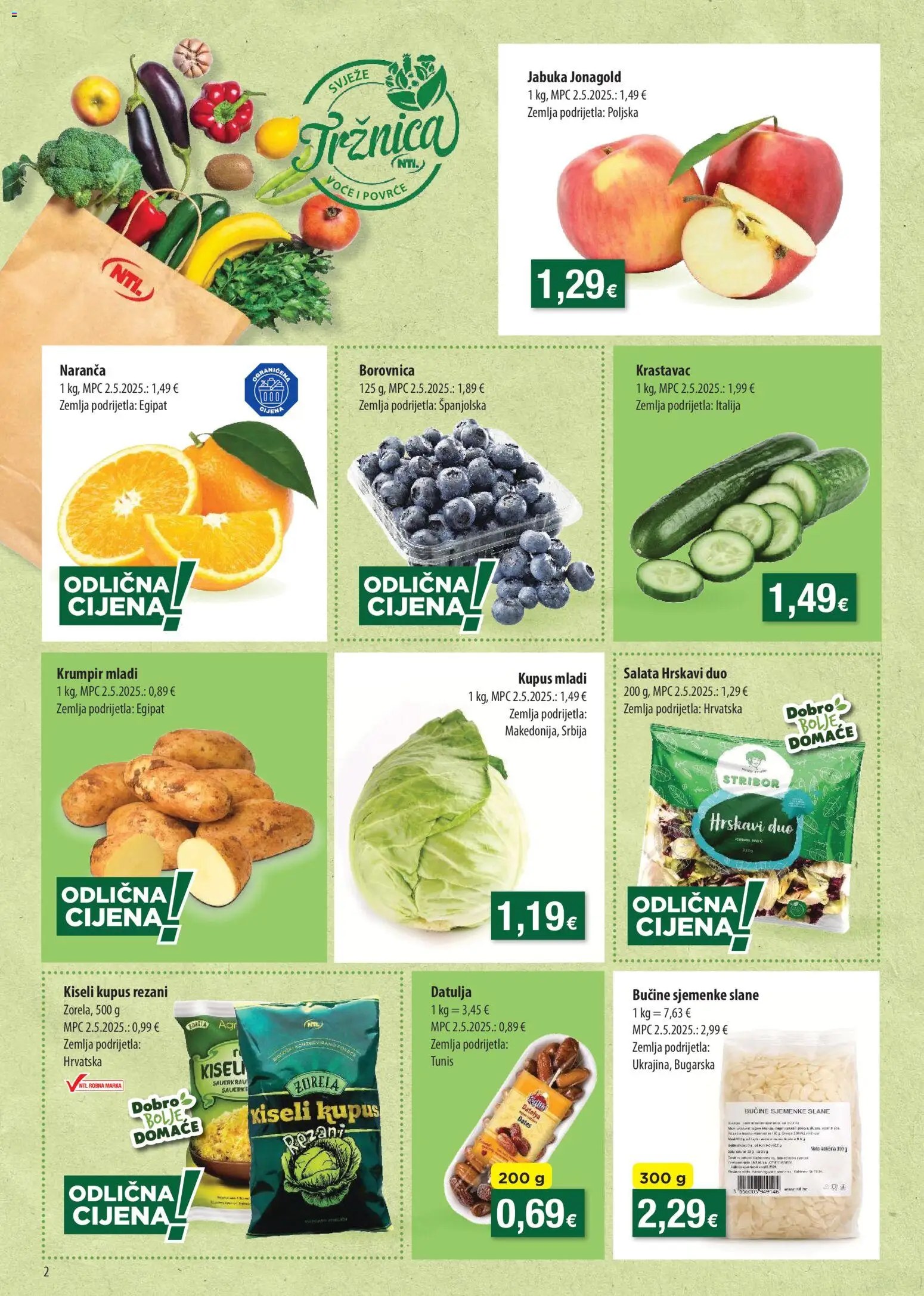 NTL katalog | vrijedi od 15.04.2026 | Stranica: 2 | Proizvodi: Krastavac, Salata, Voće, Kupus