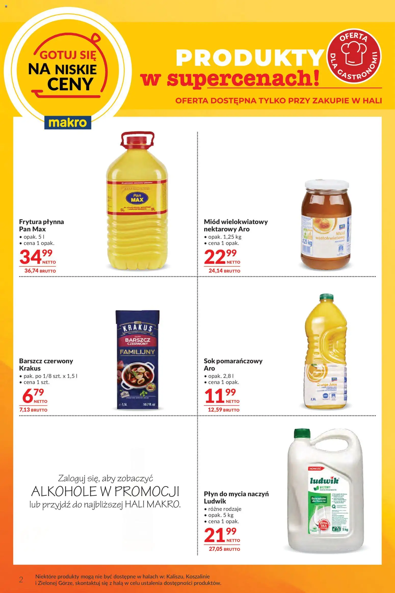 Makro Gazetka - Oferta dla gastronomii od 25.11.2025 | Strona: 2 | Produkty: Barszcz, Miód, Frytura, Sok pomarańczowy