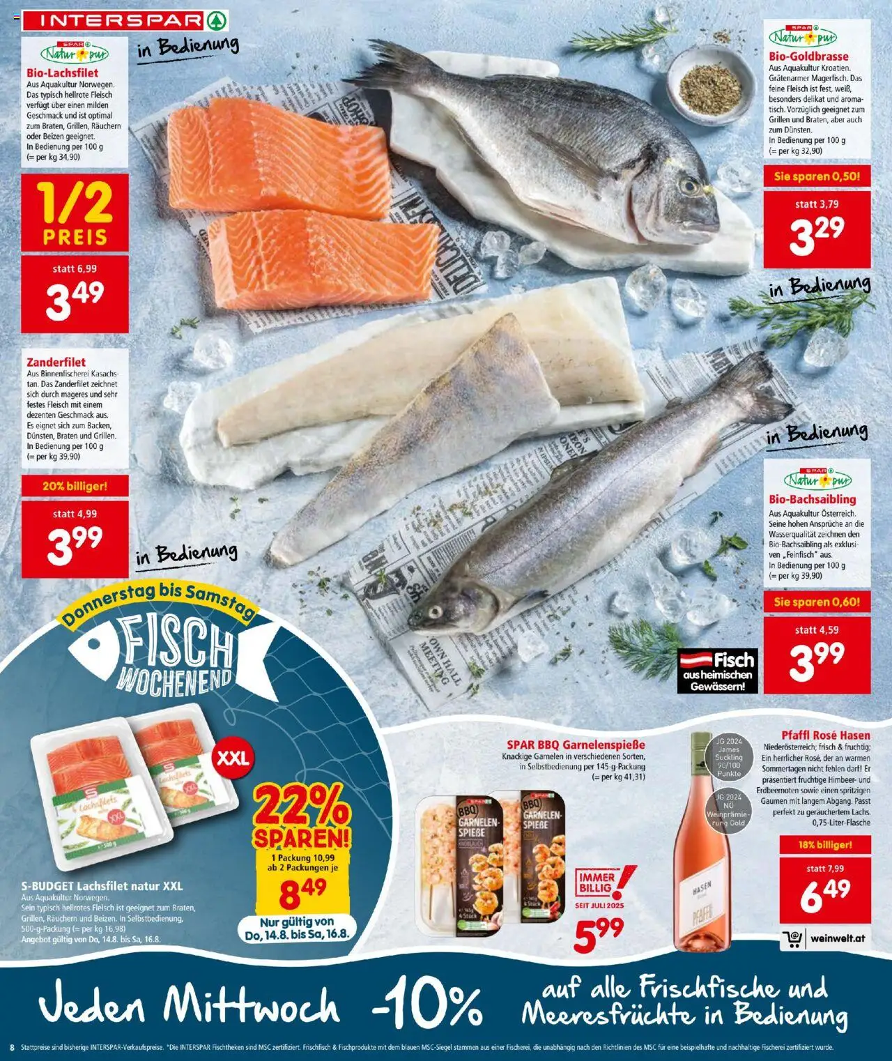 Interspar Flugblatt gültig ab 14.08.2025 | Seite: 8 | Produkte: Meeresfrüchte, Knoblauch, Fisch