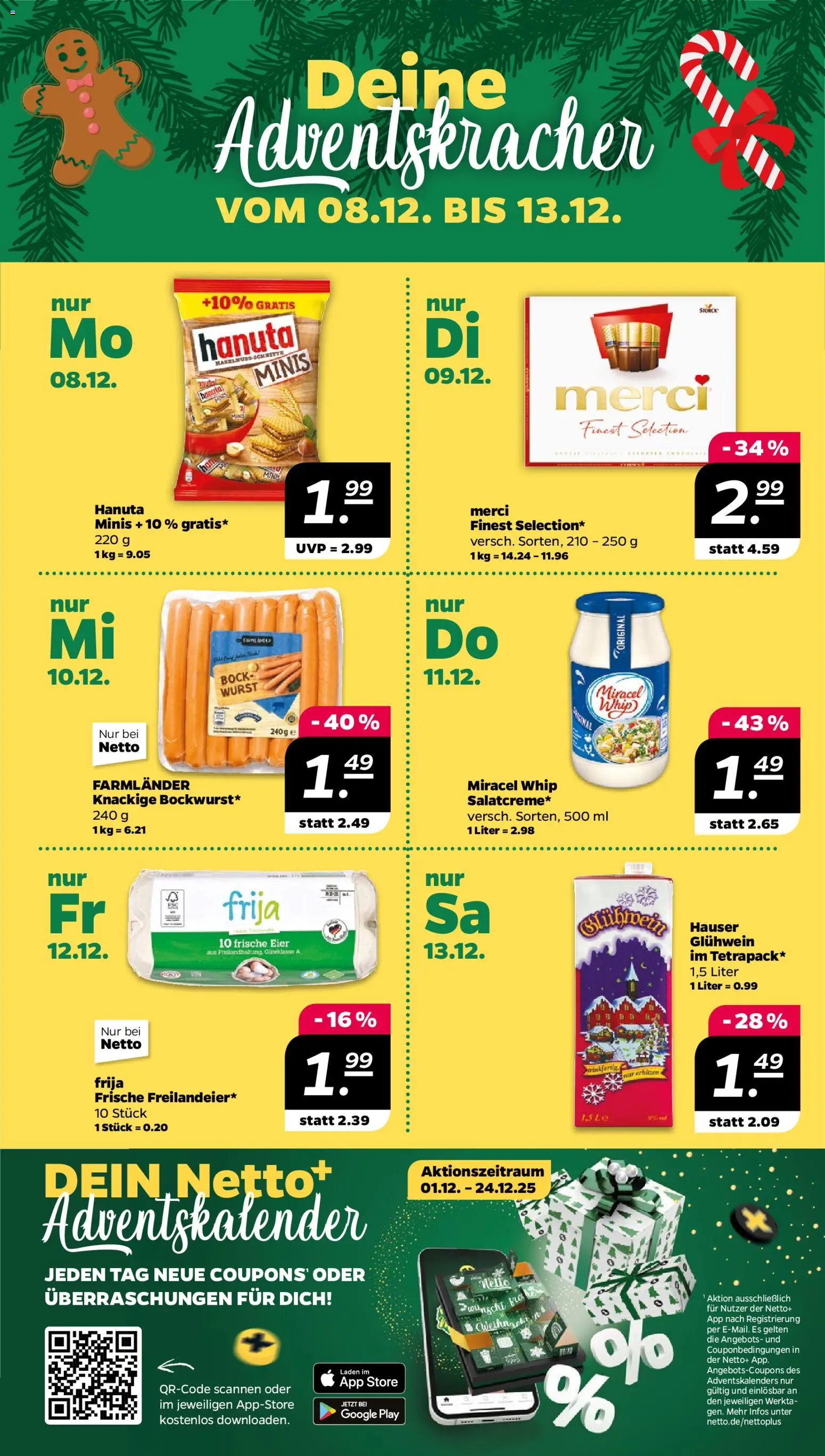 Netto Prospekt 	 – gültig ab 08.12.2025 | Seite: 5 | Produkte: Merci, Eier, Miracel whip, Wurst