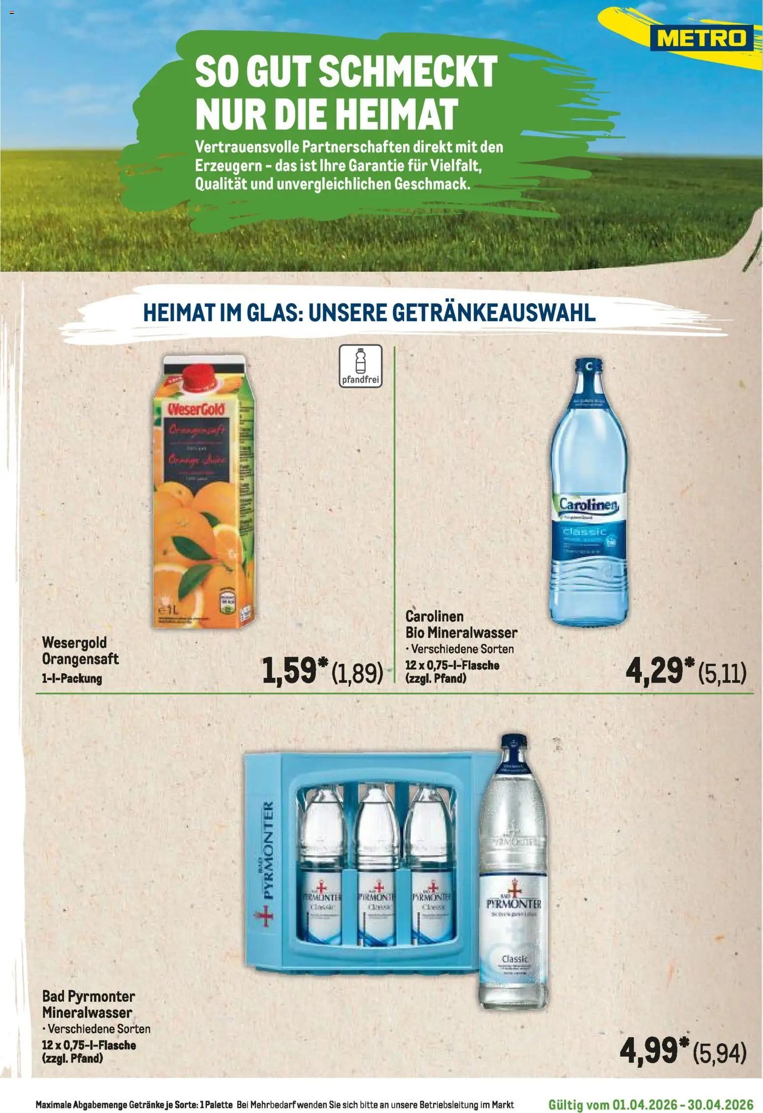 Metro Regionaler Flyer – gültig ab 01.04.2026 | Seite: 11 | Produkte: Bad, Orangensaft, Mineralwasser