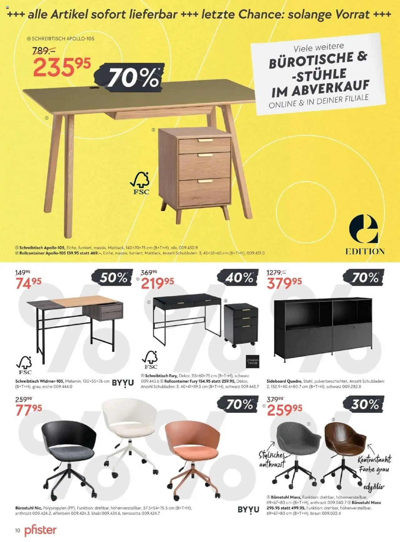 Pfister Aktionen ab 12.08.2025 | Seite: 10 | Produkte: Rollcontainer, Sideboard