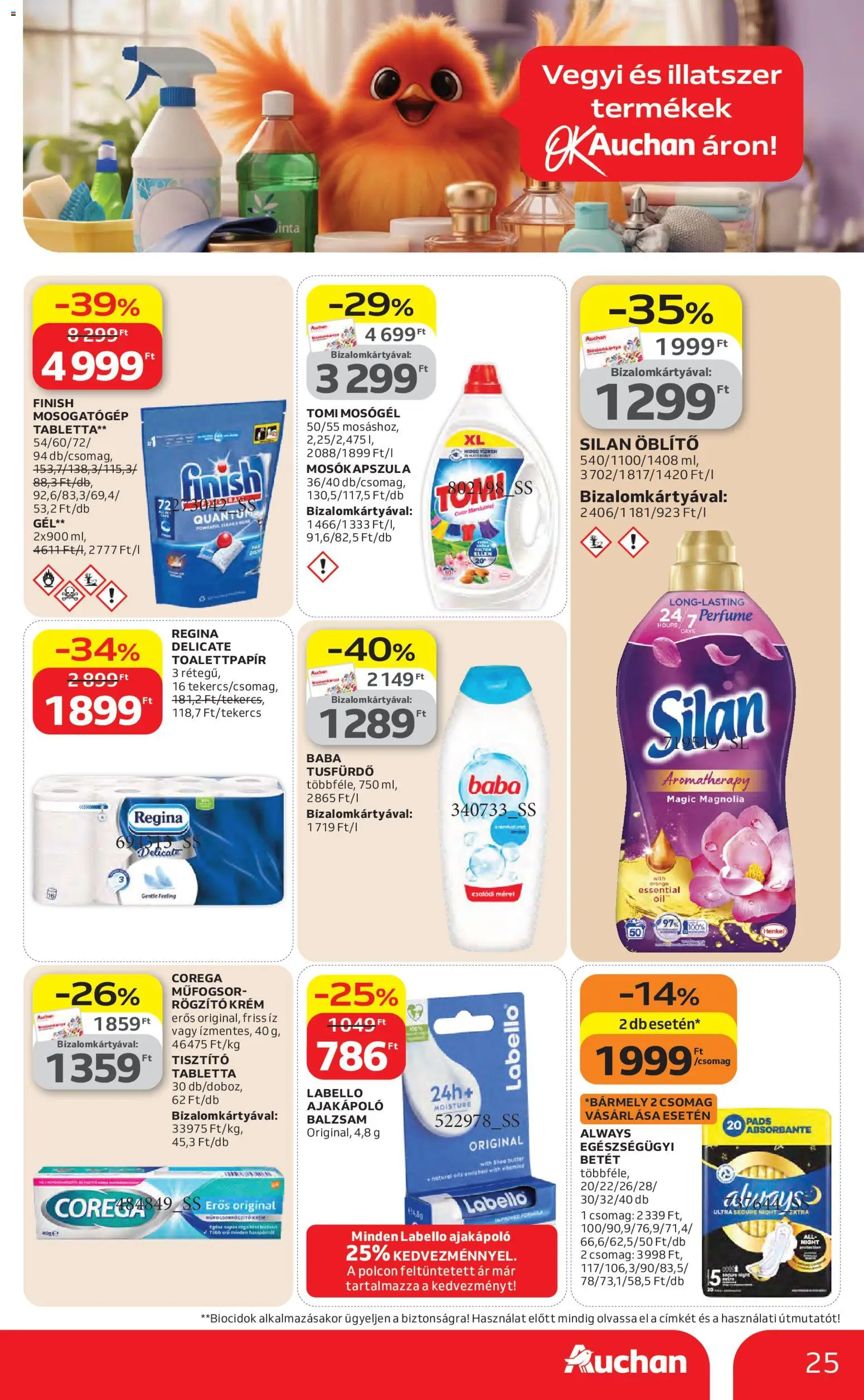 Auchan akciós ujság - amely érvényes a következő dátumtól: 23.04.2026 | Oldal: 25 | Termékek: Mosogatógép, Mosógél, Mosókapszula, Öblítő