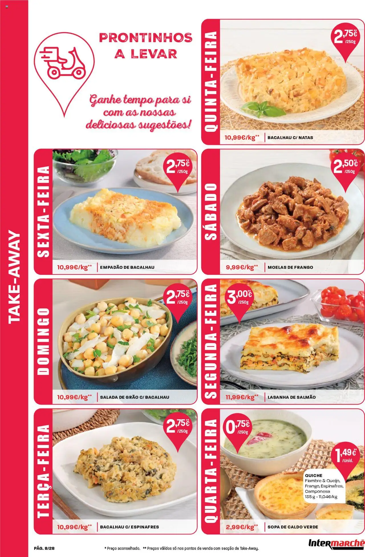 Intermarché folheto │ válido de 14.08.2025 | Página: 8 | Produtos: Espinafres, Salmão, Natas, Moelas