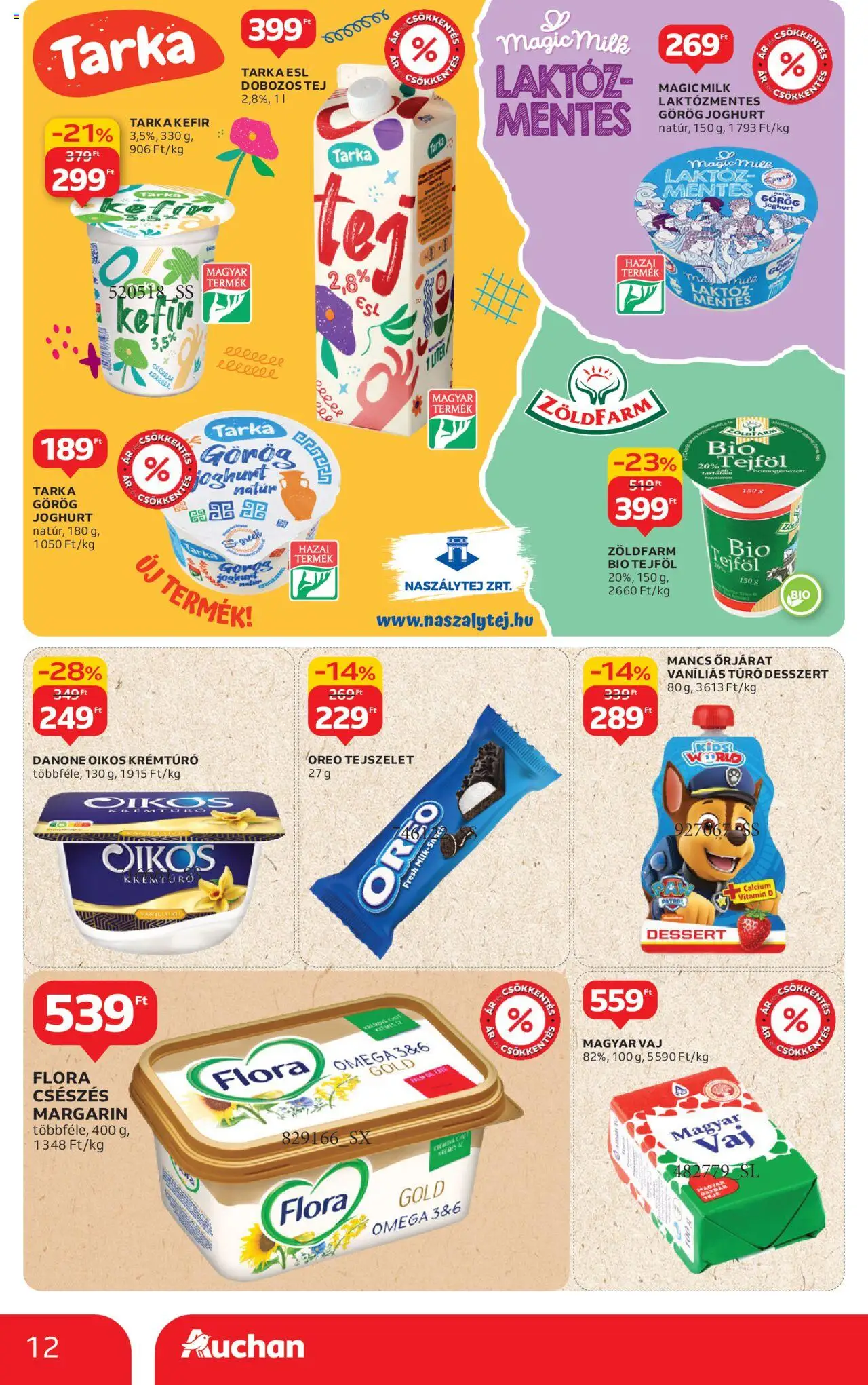 Auchan akciós ujság - amely érvényes a következő dátumtól: 28.08.2025 | Oldal: 12 | Termékek: Kefir, Margarin, Tejszelet, Túró