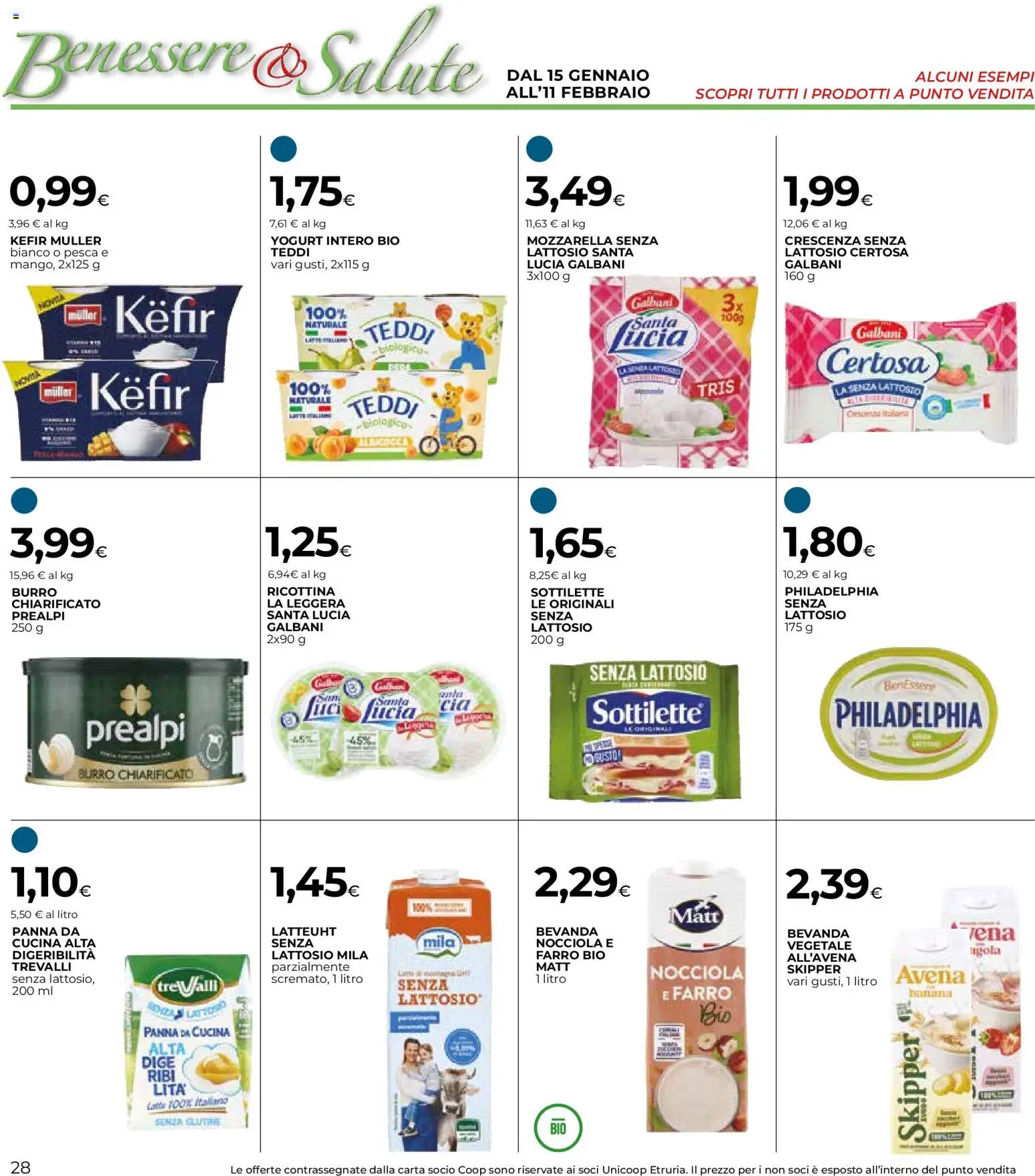 Volantino COOP del 15.01.2026 | Pagina: 28 | Prodotti: Yogurt, Mozzarella, Pesca, Crescenza