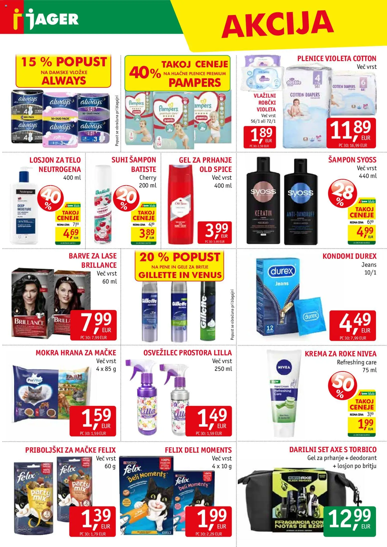 Novi Jager katalog ponudbe – veljaven od 26.11.2025 | Stran: 14 | Izdelki: Gel za prhanje, Osvežilec prostora, Plenice, Sampon