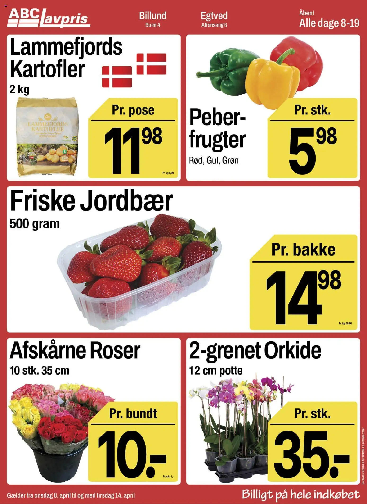 Abc Lavpris tilbudsavis – gyldig fra 08.04.2026 | Side: 2 | Produkter: Jordbær, Kartofler, Peber