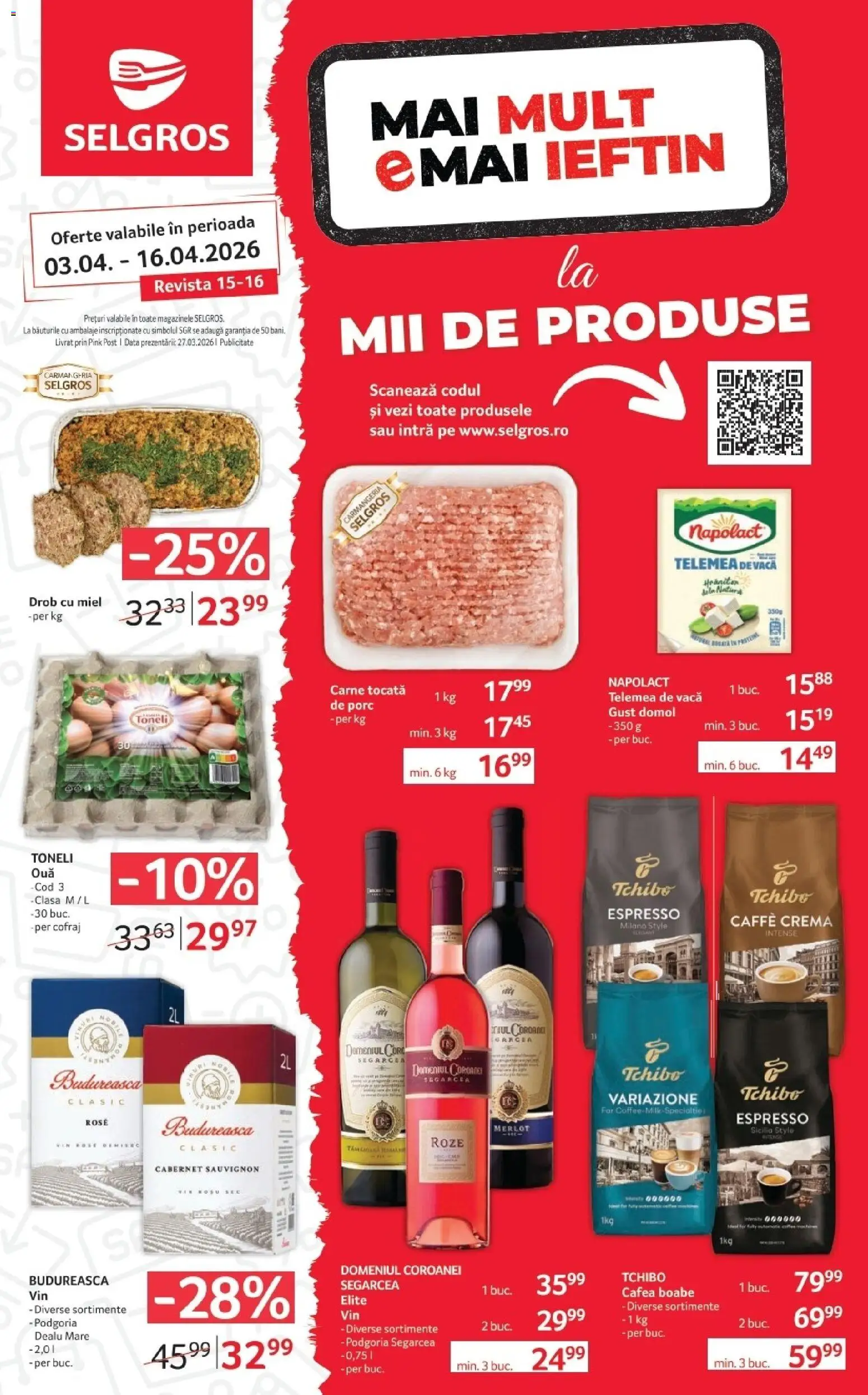 Noul catalog Selgros – valabil de la 03.04.2026 | Pagină: 1 | Produse: Delgeç, Cremă, Cafea, Carne tocată