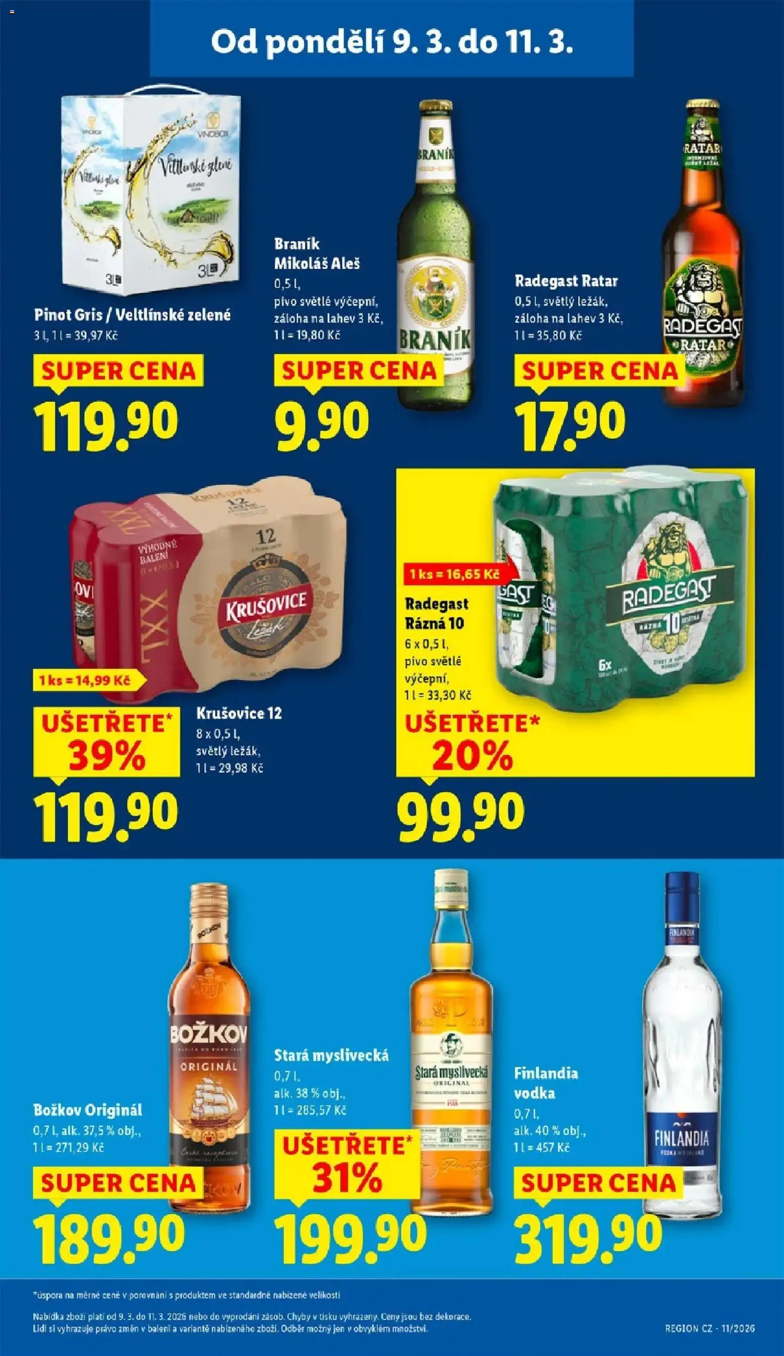 Lidl aktuální leták od 09.03.2026 | Strana: 23 | Produkty: Víno, Pivo, Braník, Božkov originál