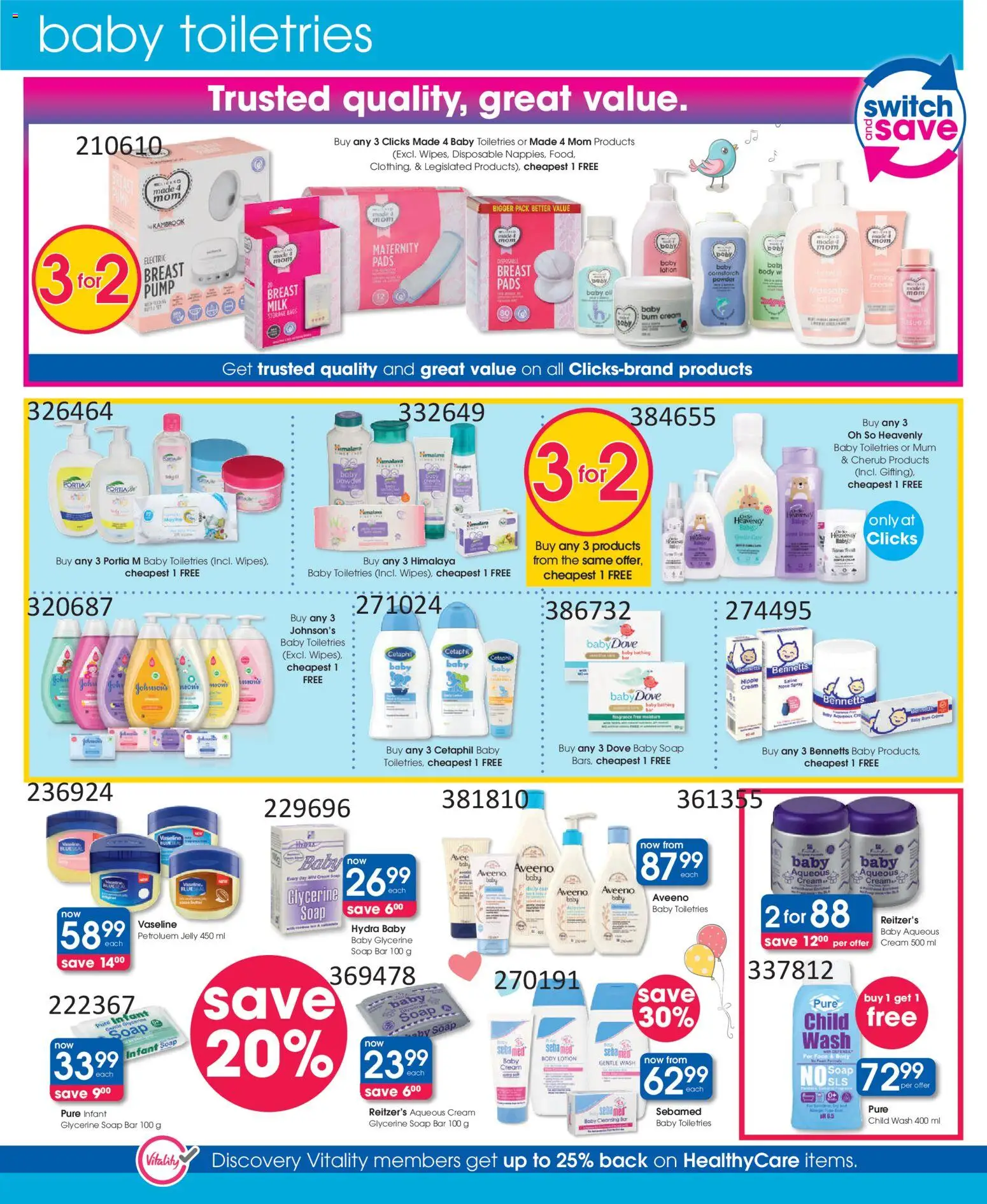 New Clicks catalogue – valid from 13.01.2026 | Page: 38 | Products: Pads, Milk, Switch, Soap