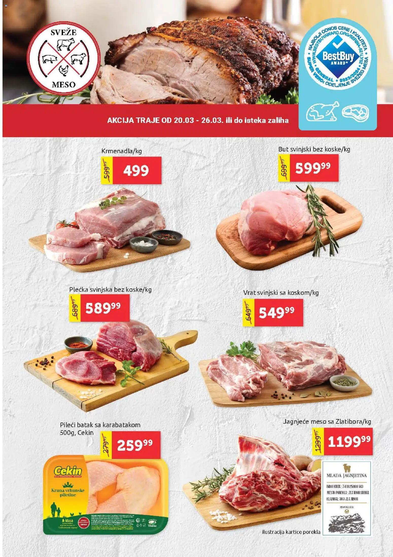 SuperVERO katalog - važi od 19.03.2026 | Strana: 3 | Proizvode: Jagnjeće meso, Pileći batak