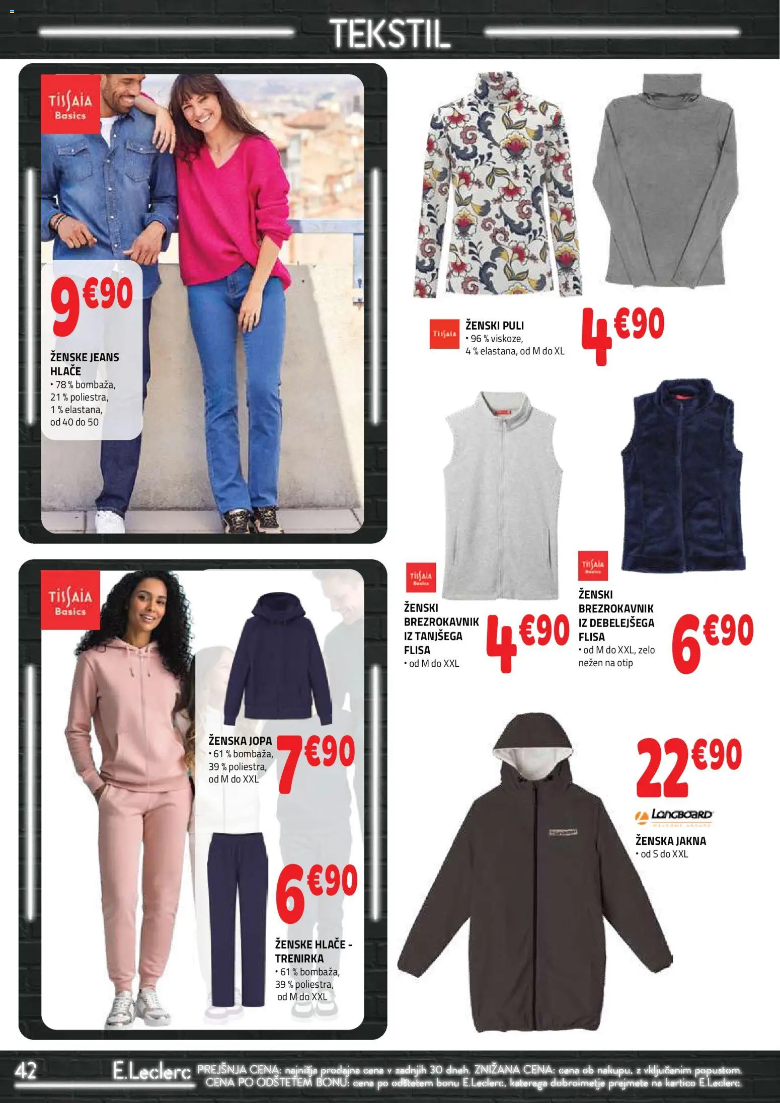 Novi E.leclerc katalog ponudbe – veljaven od 21.01.2026 | Stran: 42 | Izdelki: Trenirka, Brezrokavnik, Jakna, Hlace