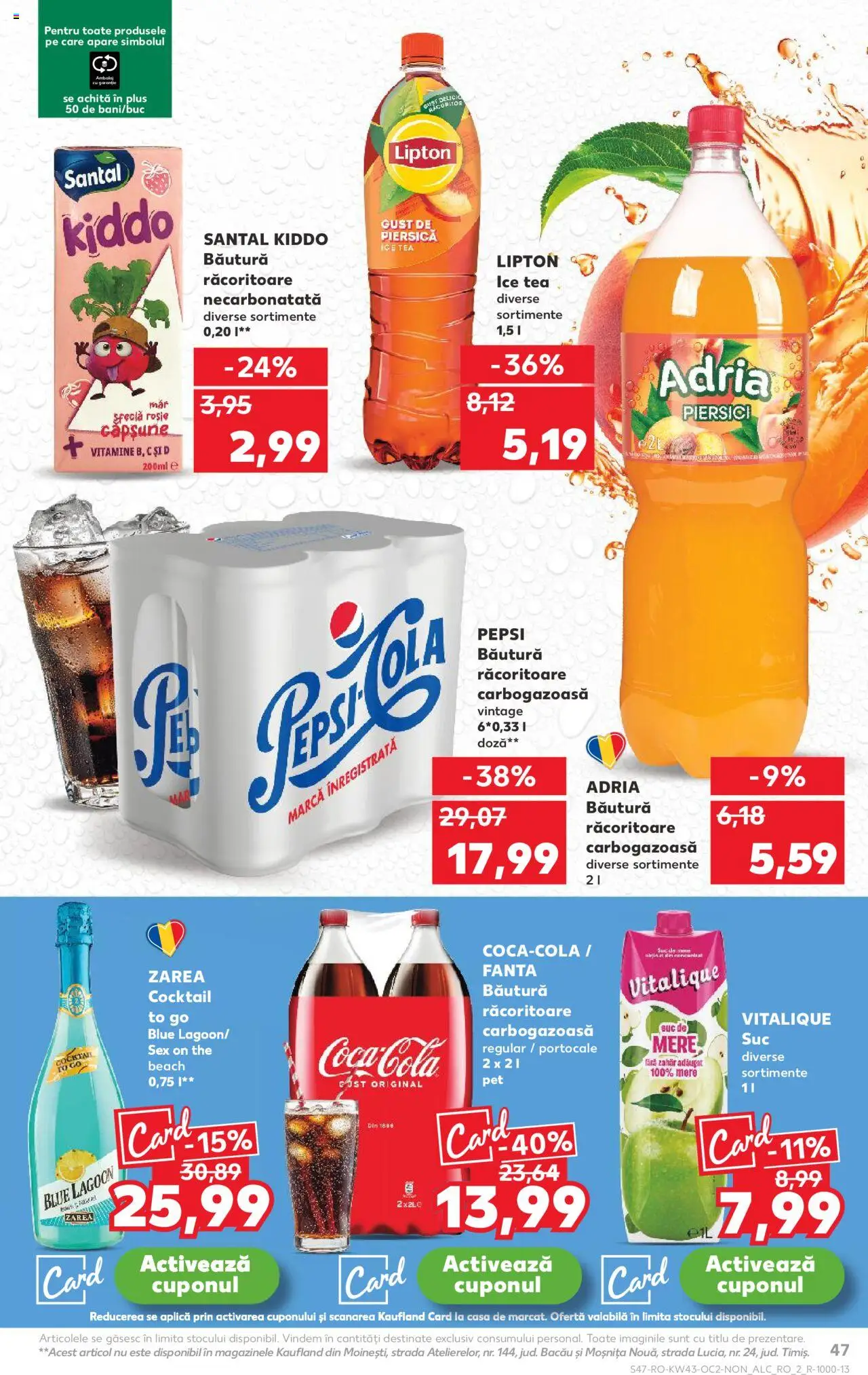 Noul catalog Kaufland – valabil de la 22.10.2025 | Pagină: 47 | Produse: Piersică, Suc, Mere, Cocktail