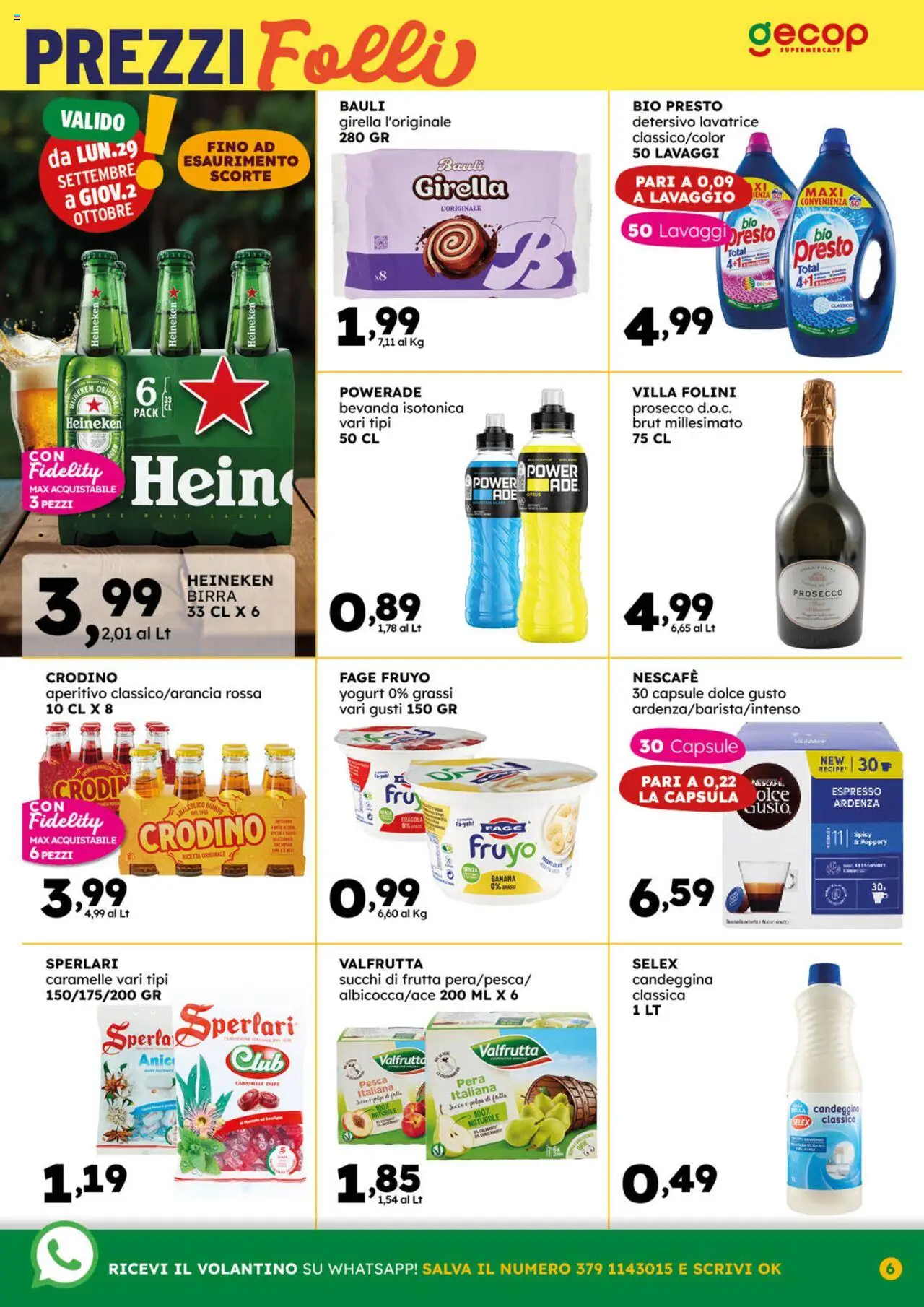 Volantino GECOP del 22.09.2025 | Pagina: 6 | Prodotti: Yogurt, Pesca, Pera, Heineken