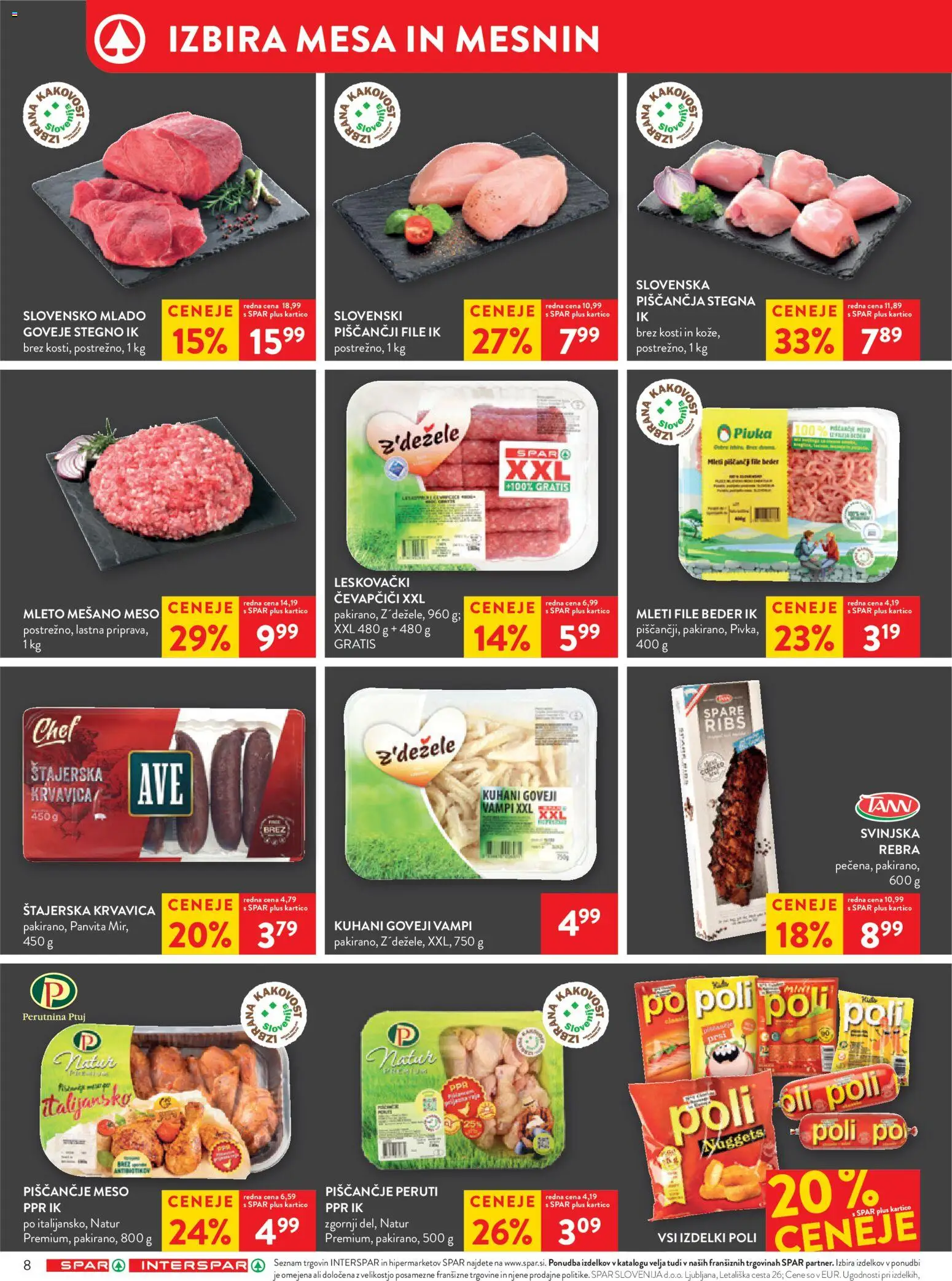 Novi Spar katalog ponudbe – veljaven od 21.01.2026 | Stran: 8 | Izdelki: Čevapčiči, Piscancje meso, Bilderrahmen