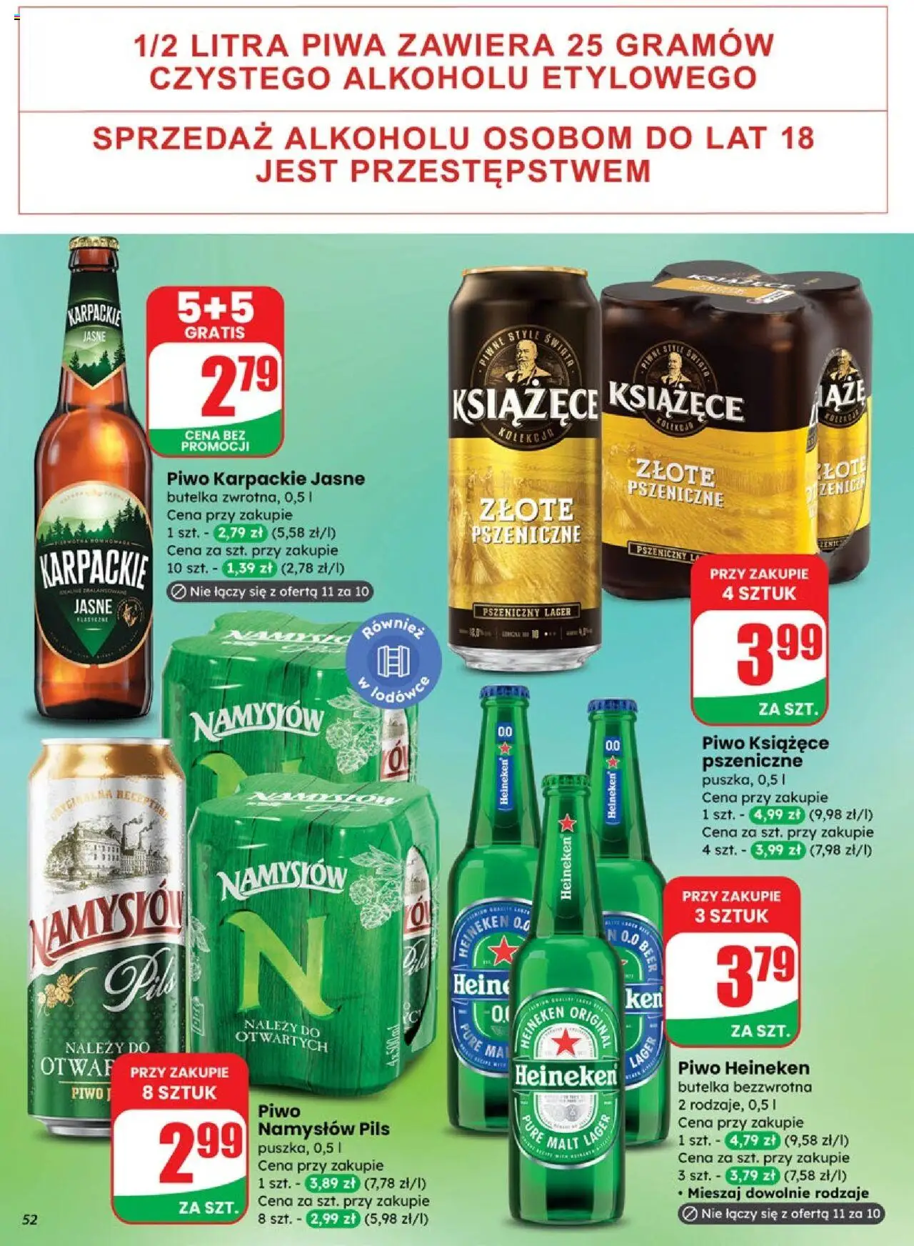 Dino Gazetka od 10.09.2025 | Strona: 52 | Produkty: Piwo, Piwo Namysłów, Heineken
