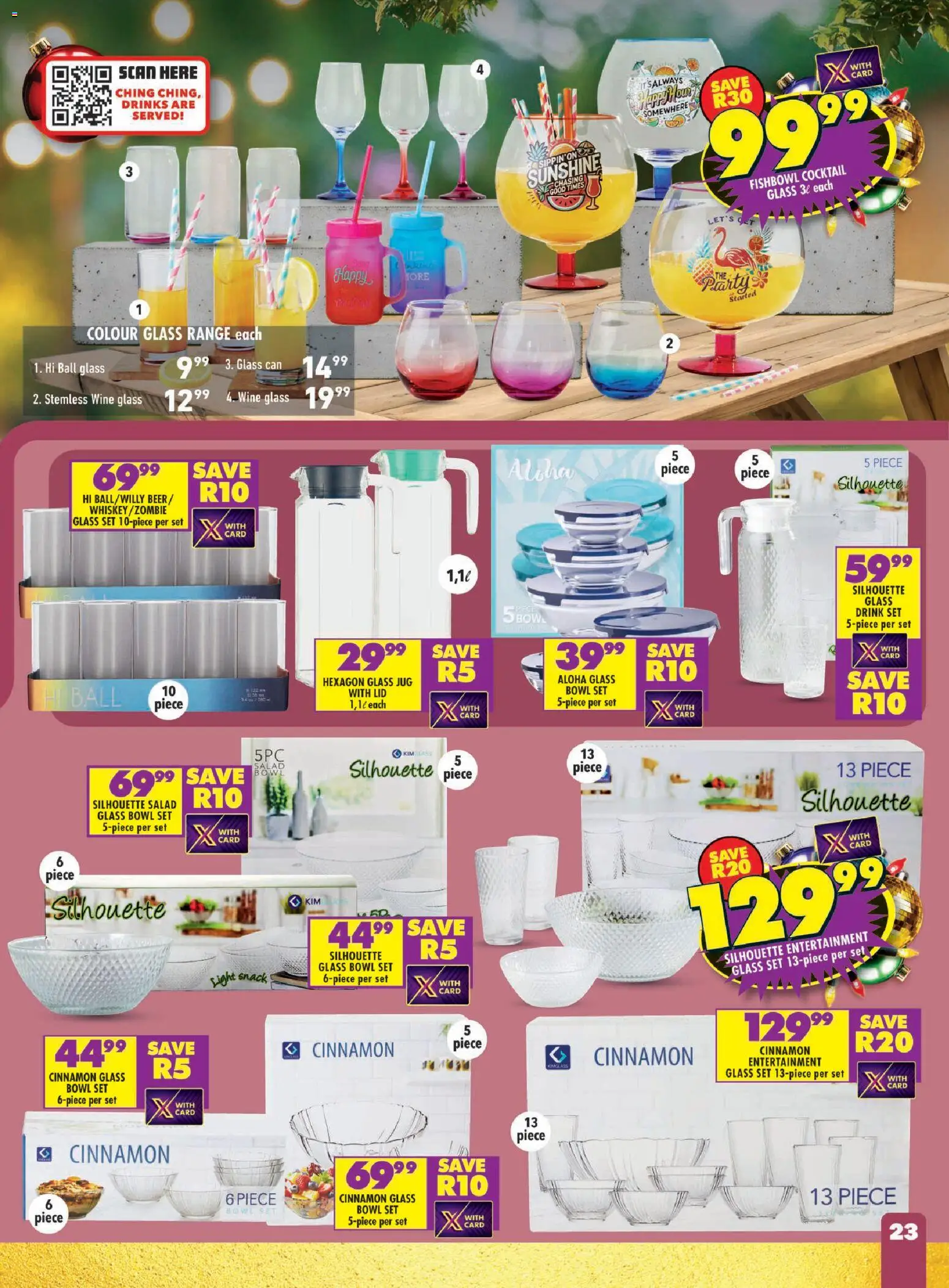 New Shoprite catalogue – valid from 24.11.2025 | Page: 23 | Products: Glass set, Beer, Whiskey, Salad