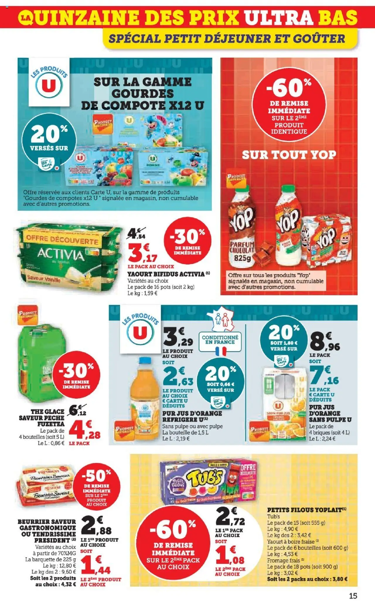  | Page: 15 | Produits: Thé glacé, Fromage, Jus, Fromage frais