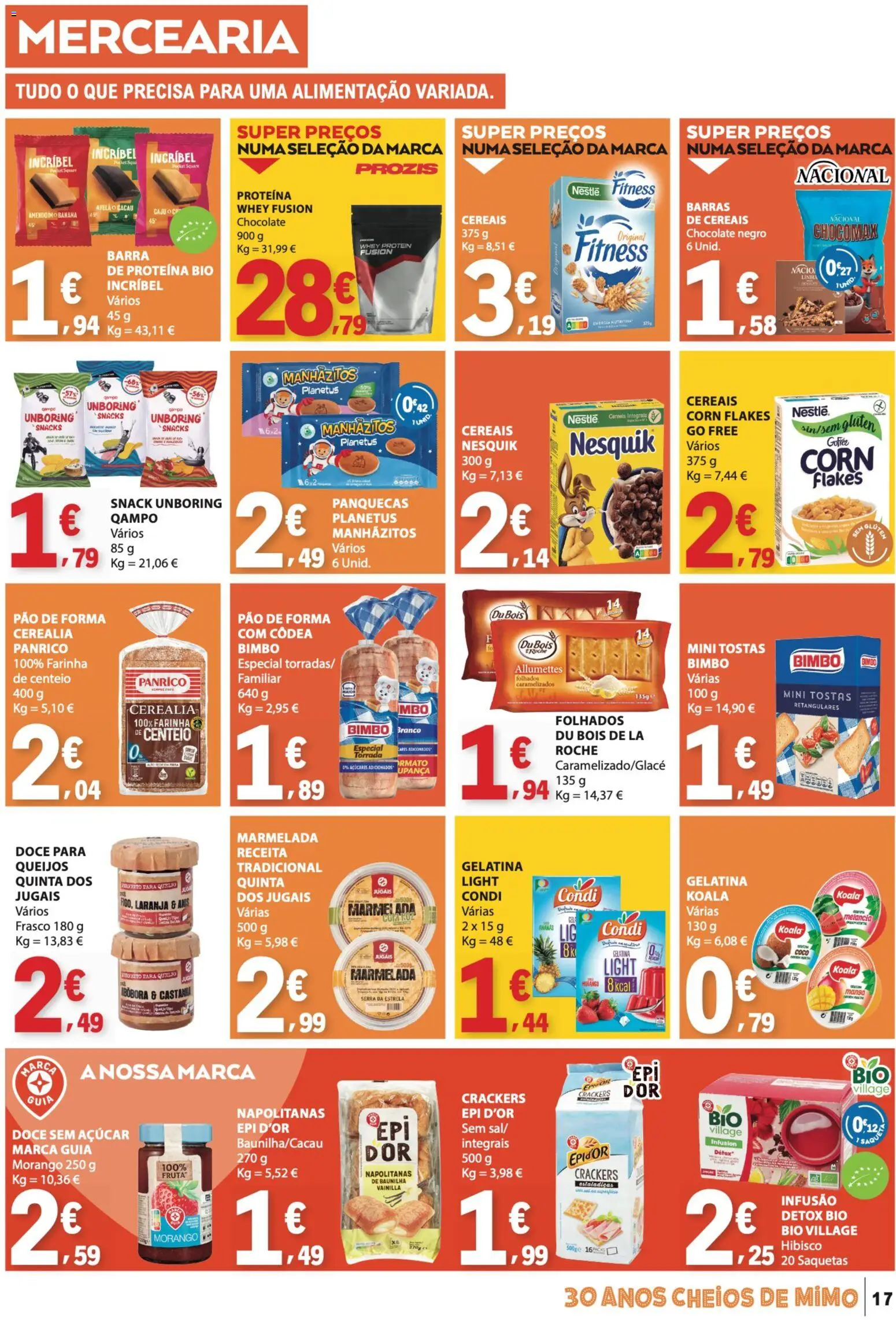 E.Leclerc folheto │ válido de 23.04.2026 | Página: 17 | Produtos: Marmelada, Pão de forma, Banana, Queijo