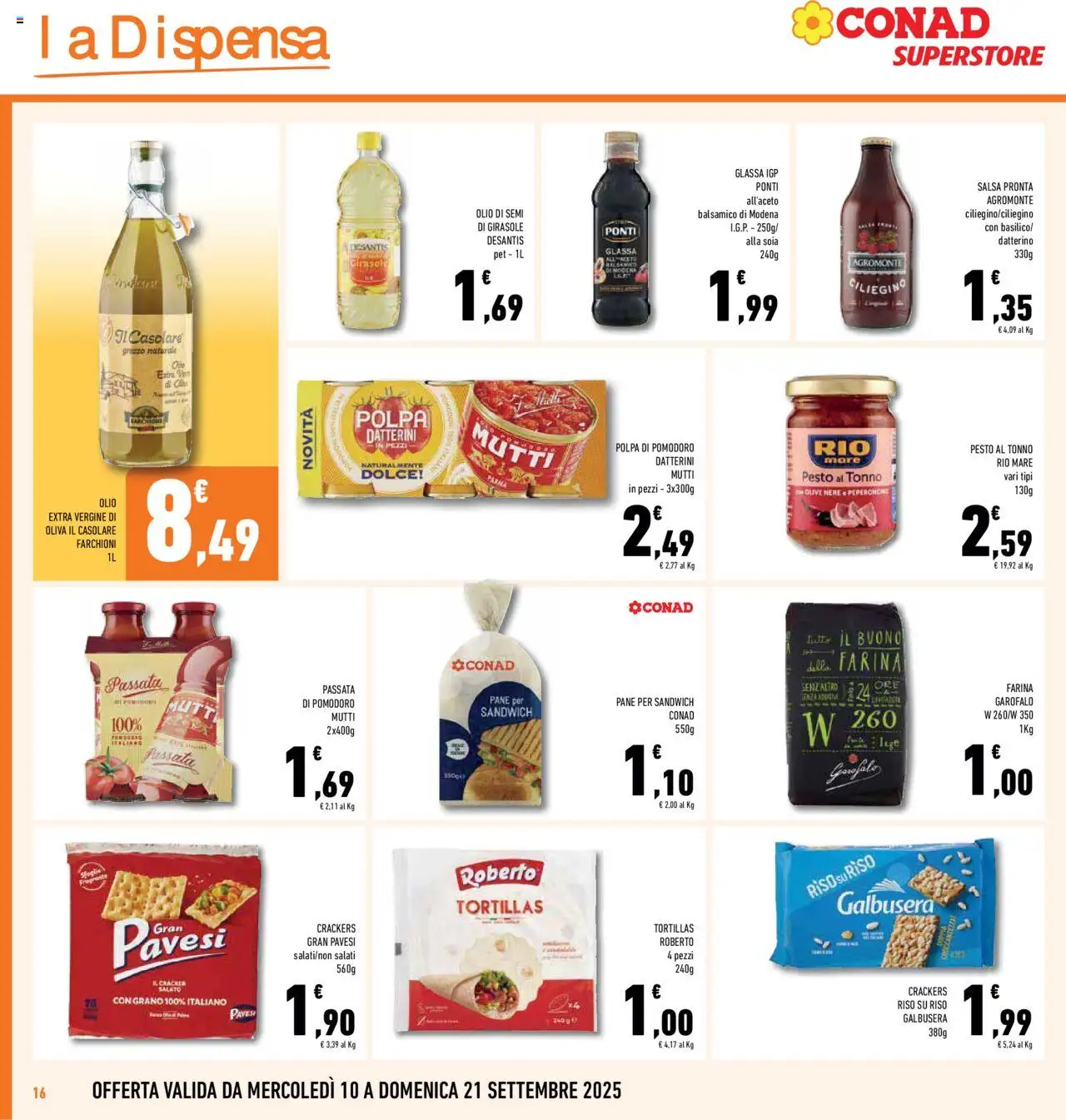 Volantino Conad del 10.09.2025 | Pagina: 16 | Prodotti: Riso, Salsa, Pesto, Mutti