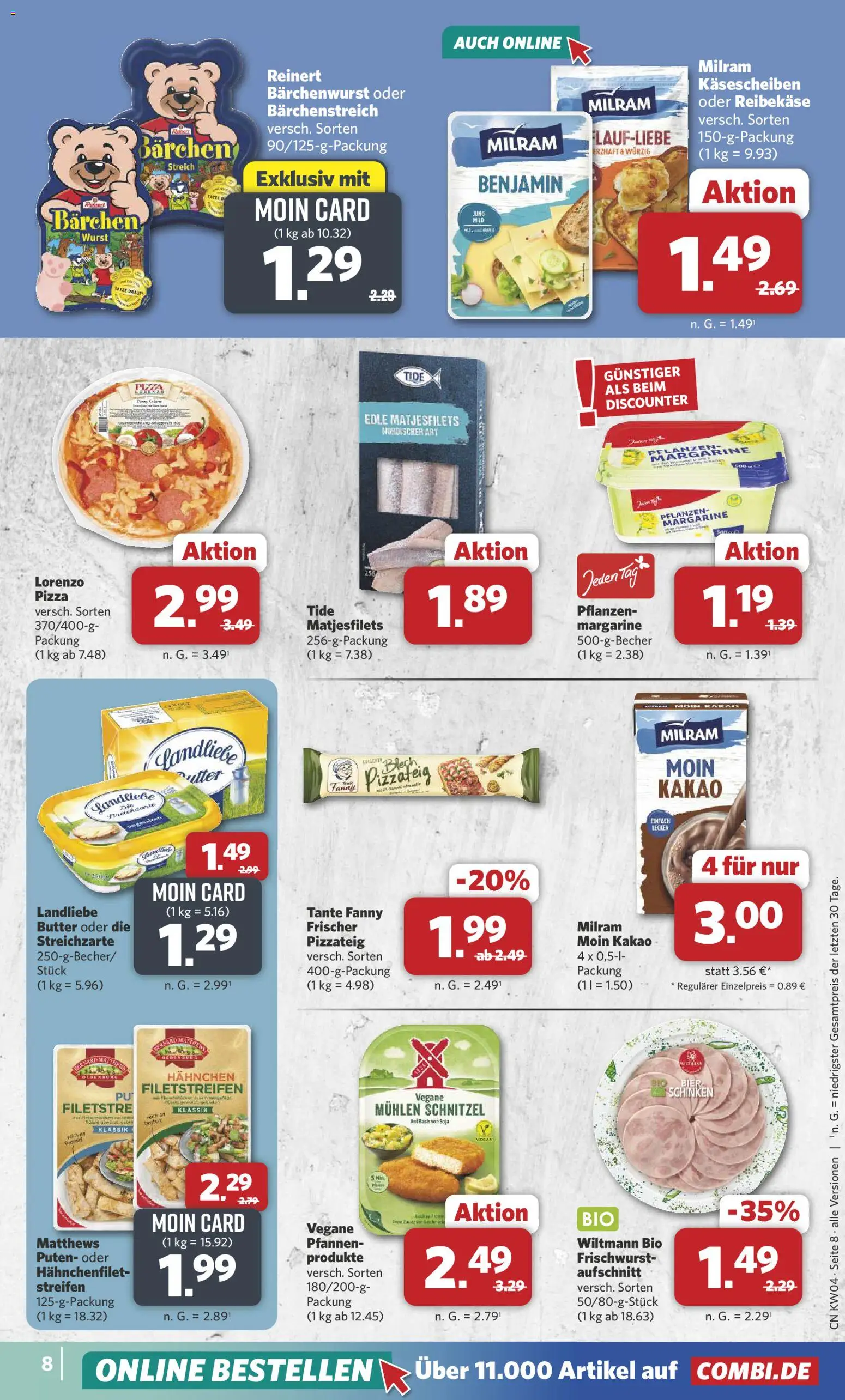 Combi Prospekt 	 – gültig ab 19.01.2026 | Seite: 8 | Produkte: Margarine, Hahnchen, Wurst, Schinken