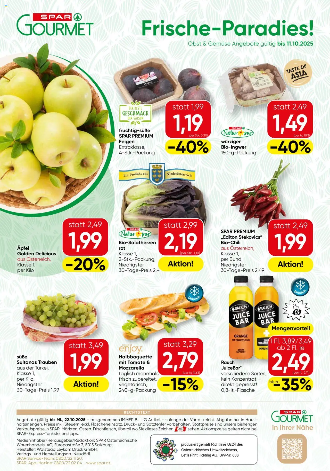 SPAR Gourmet Flugblatt gültig ab 09.10.2025 | Seite: 12 | Produkte: Gemüse, Obst, Äpfel