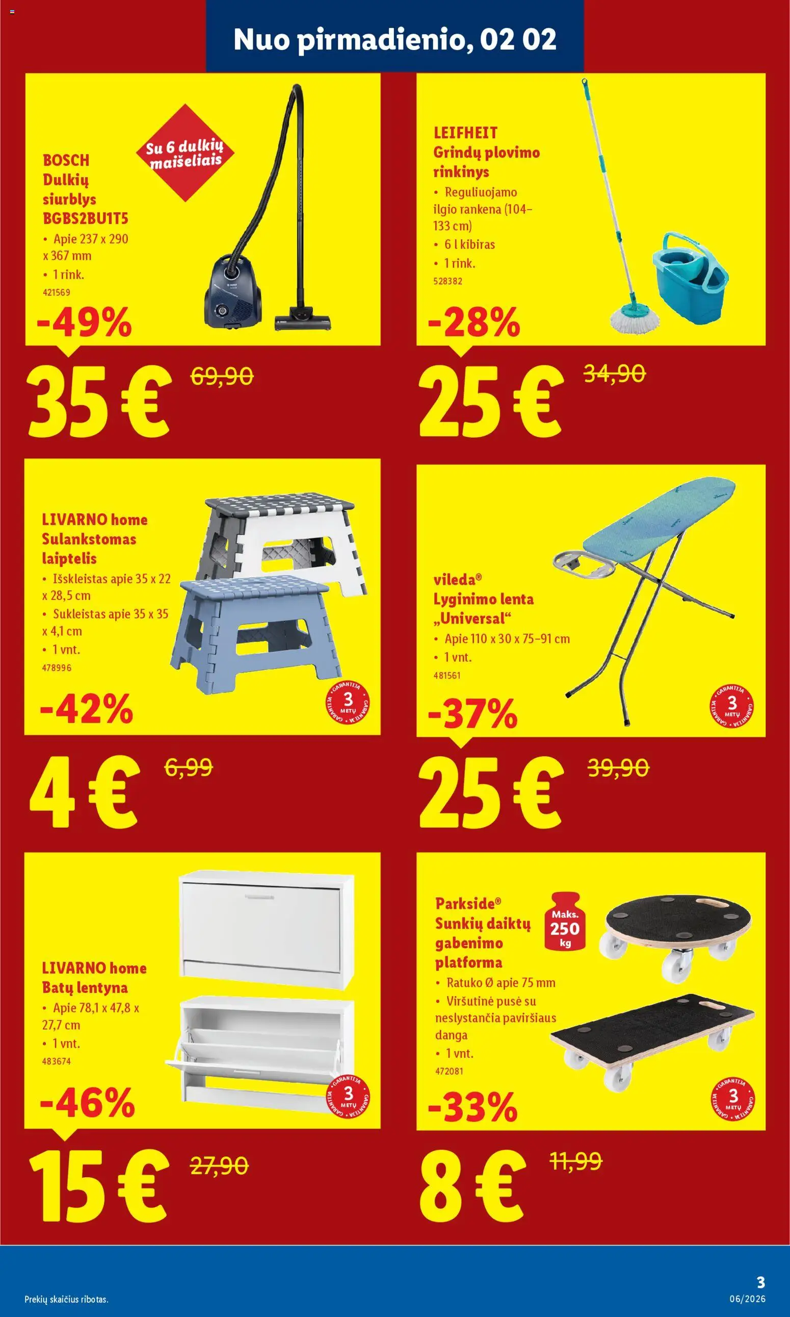 LIDL akcijos nuo 02.02.2026 | Puslapis: 3 | Prekių: Lentyna, Kibiras