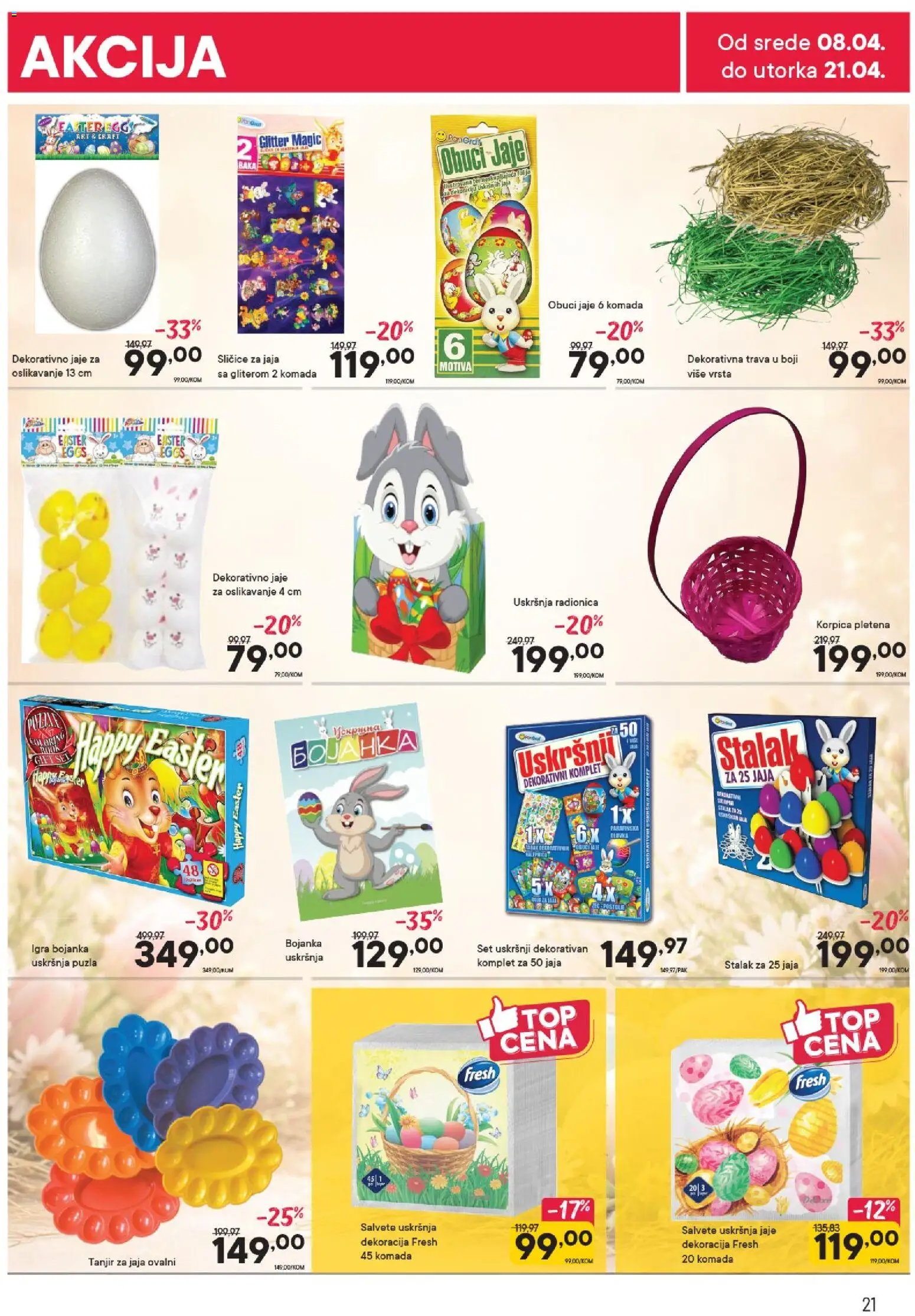 PerSu katalog - važi od 08.04.2026 | Strana: 21 | Proizvode: Tanjir, Salvete, Jaja