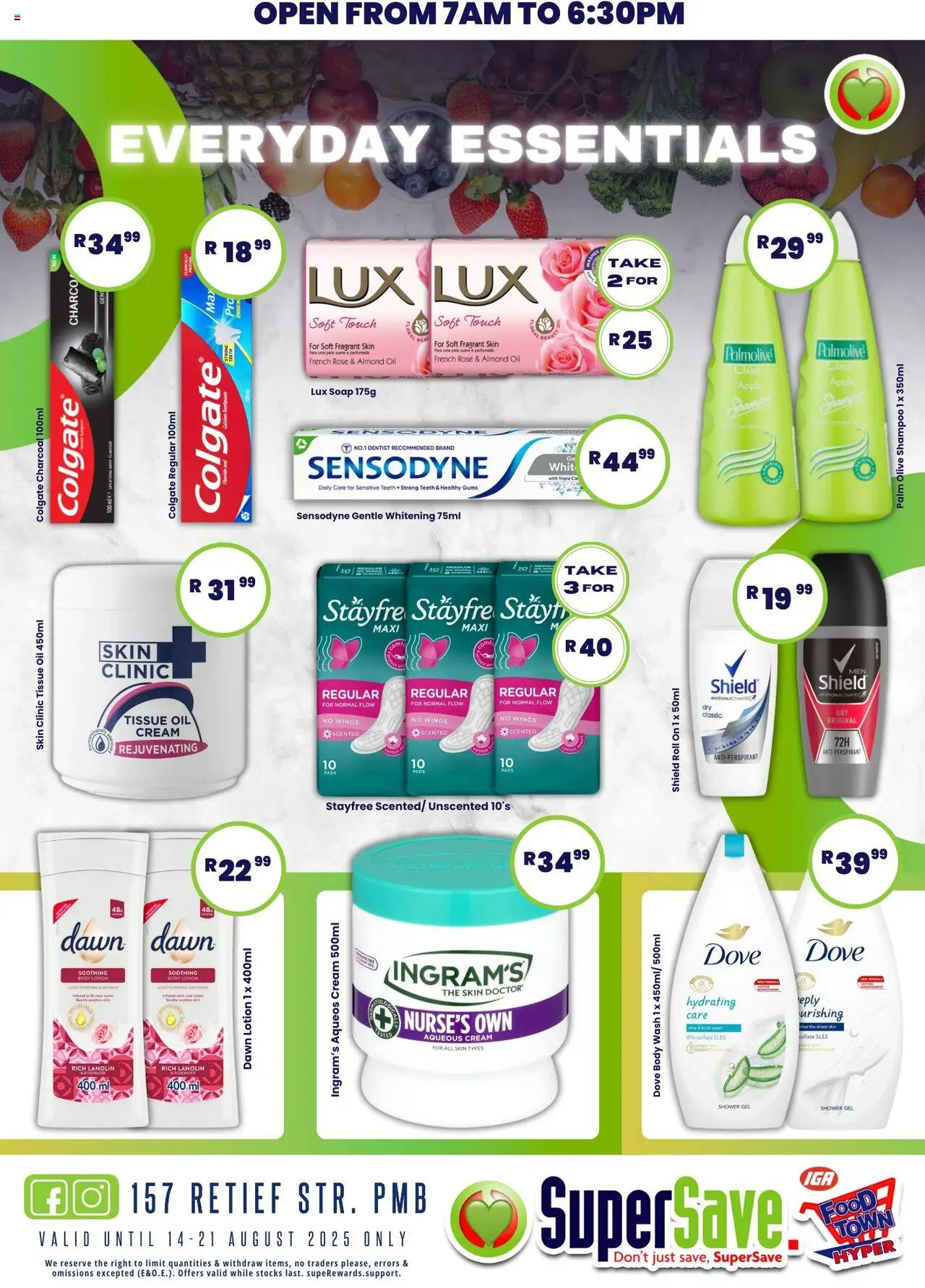 Super Save Specials │ valid from 14.08.2025 | Page: 17 | Products: Tissue oil, Shower, Cream, Pea