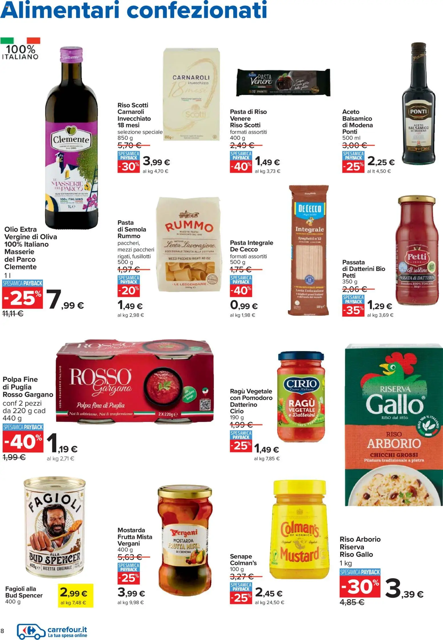 Volantino Carrefour del 27.12.2025 | Pagina: 8 | Prodotti: Frutta, Olio, Pasta, Paccheri