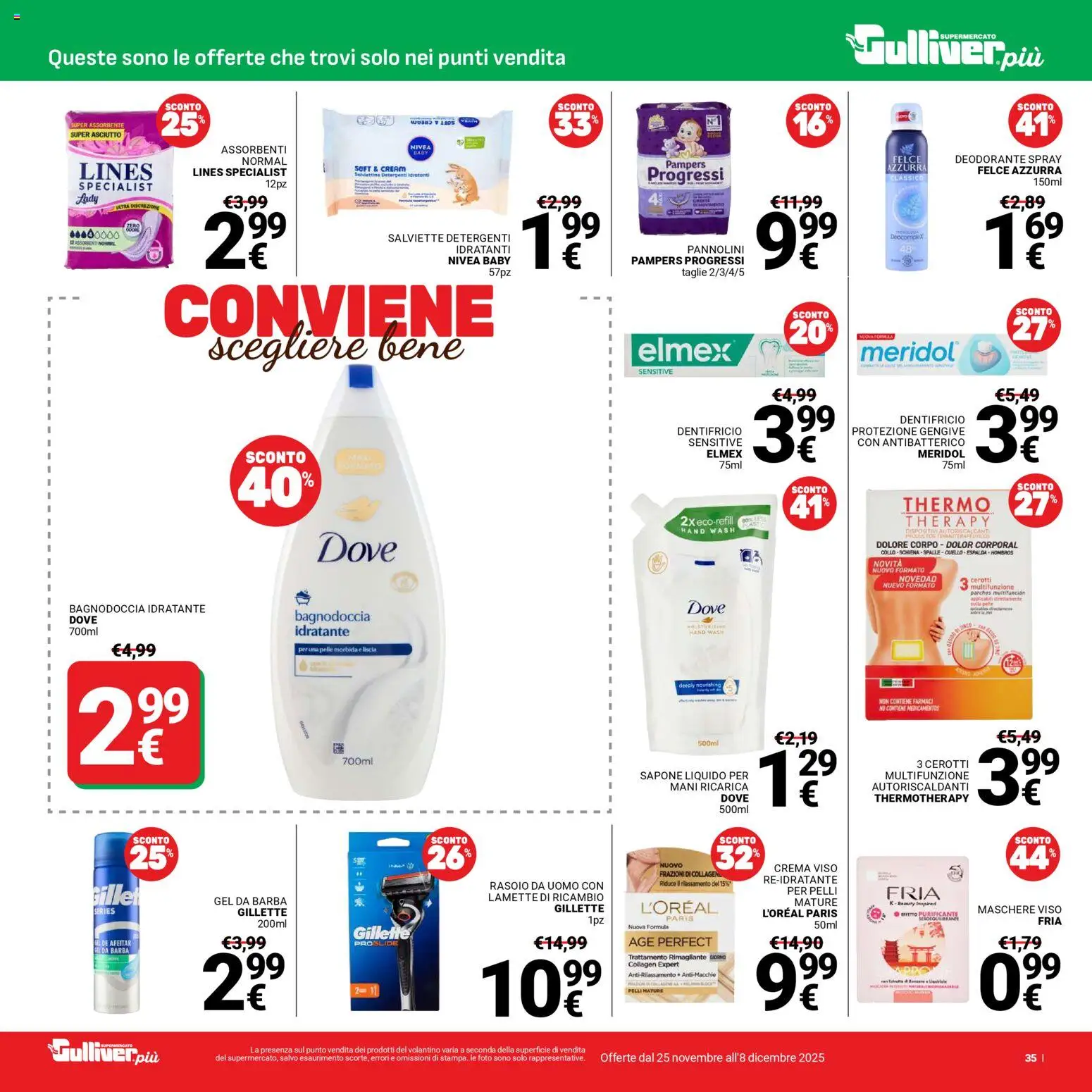 Volantino Gulliver del 25.11.2025 | Pagina: 35 | Prodotti: Crema, Sapone, Deodorante, Cerotti