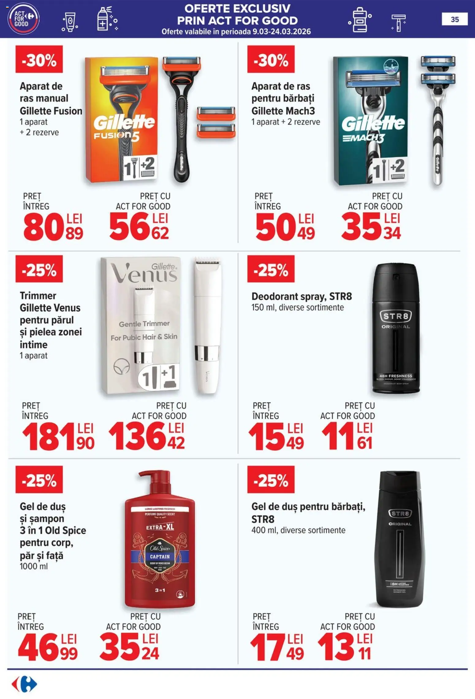 Noul catalog Carrefour – valabil de la 18.03.2026 | Pagină: 42 | Produse: Aparat De Ras, Duș, Gel de duș, Deodorant