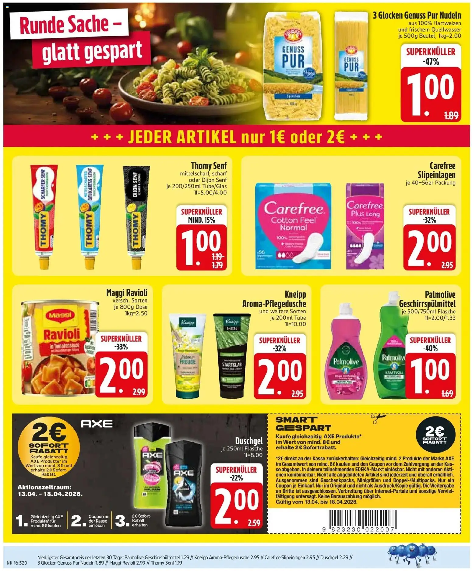 Edeka prospekt München	 – gültig ab 13.04.2026 | Seite: 22 | Produkte: Duschgel, Geschirrspülmittel, Shower Gel, Pasta