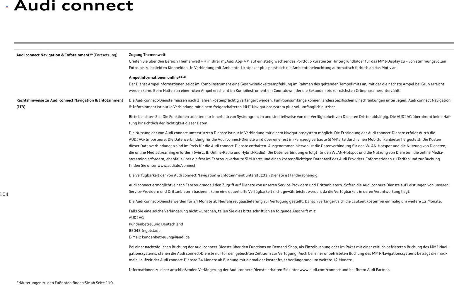Audi RS Q8 / RS Q8 performance – gültig ab 28.10.2025 | Seite: 104 | Produkte: Navigation, Navigationssystem