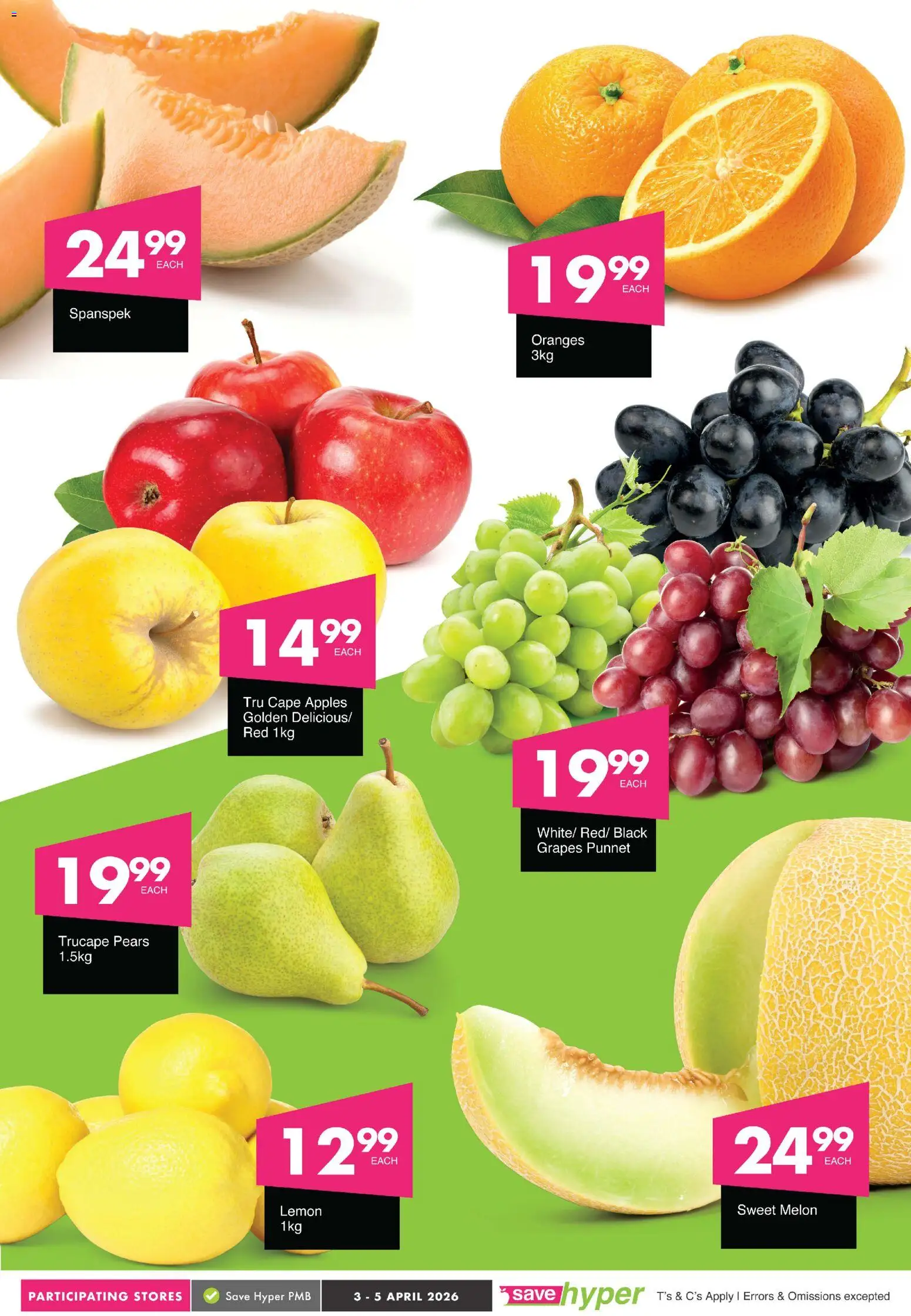 New Save catalogue – valid from 03.04.2026 | Page: 6 | Products: Pears, Apples, Oranges, Grapes