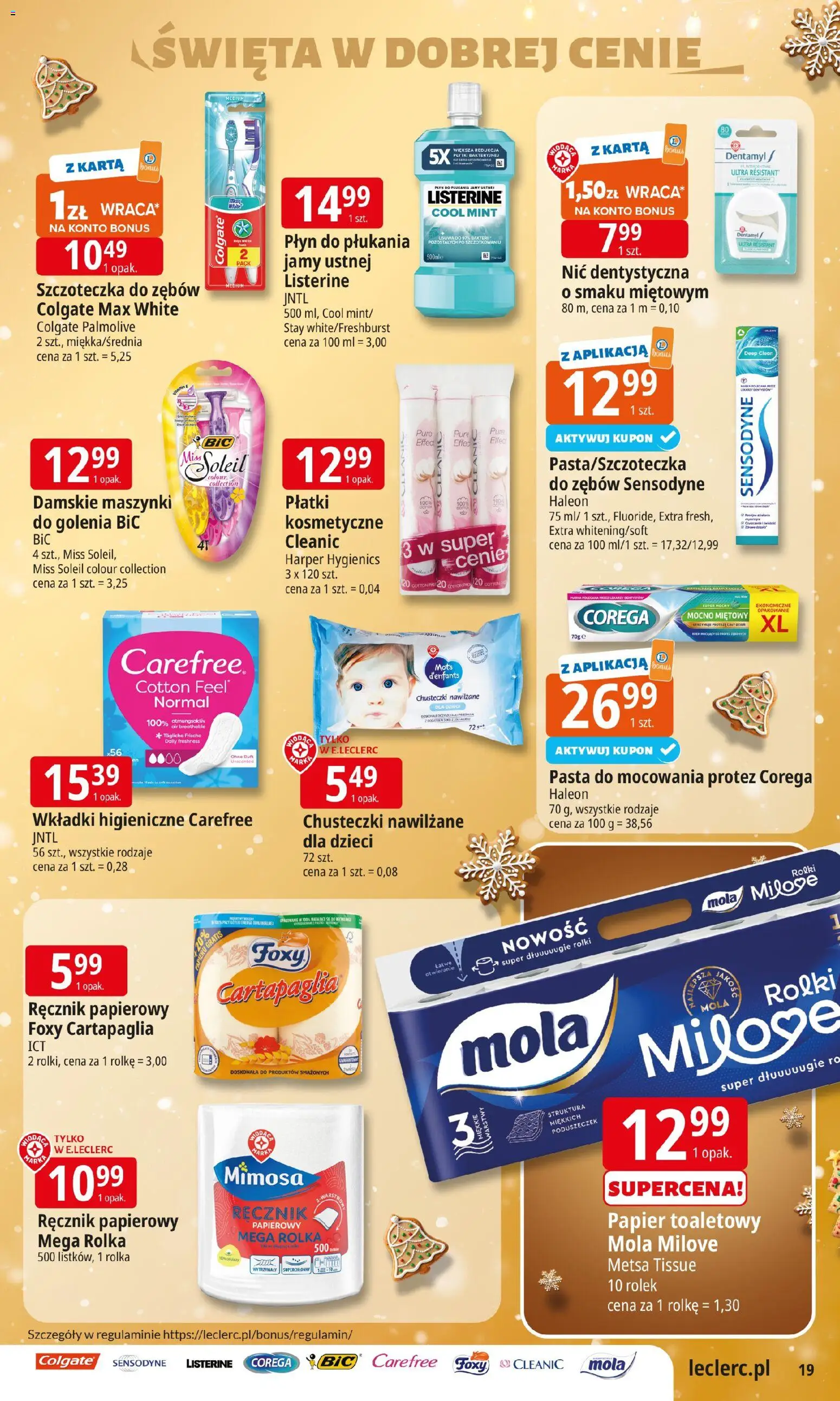 E.Leclerc Gazetka - Warszawa Bielany od 09.12.2025 | Strona: 19 | Produkty: Rolki, Płatki, Szczoteczka do zębów, Ręcznik papierowy