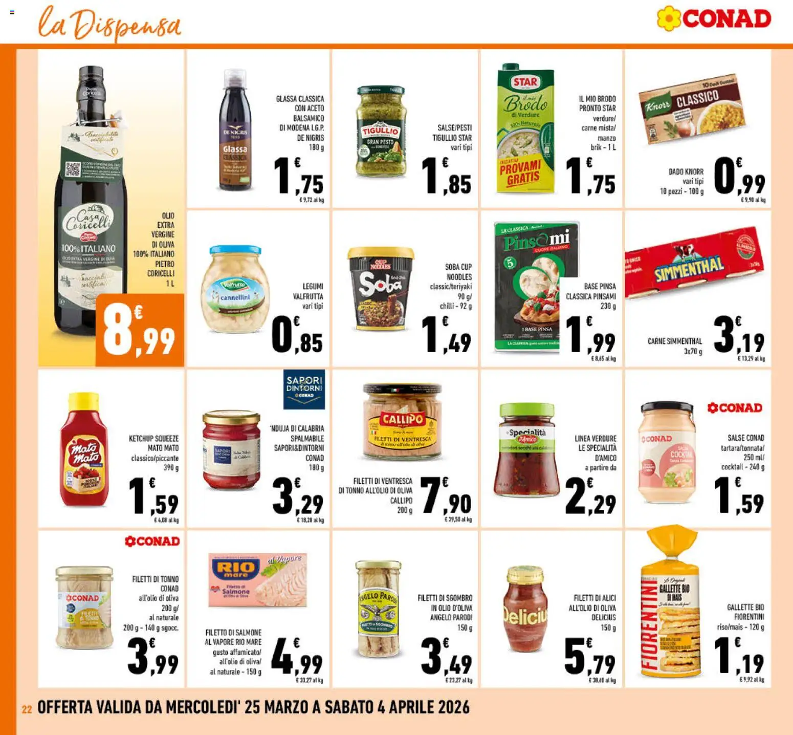 Volantino Conad del 25.03.2026 | Pagina: 22 | Prodotti: Legumi, Ketchup, Olio extra vergine, Glassa