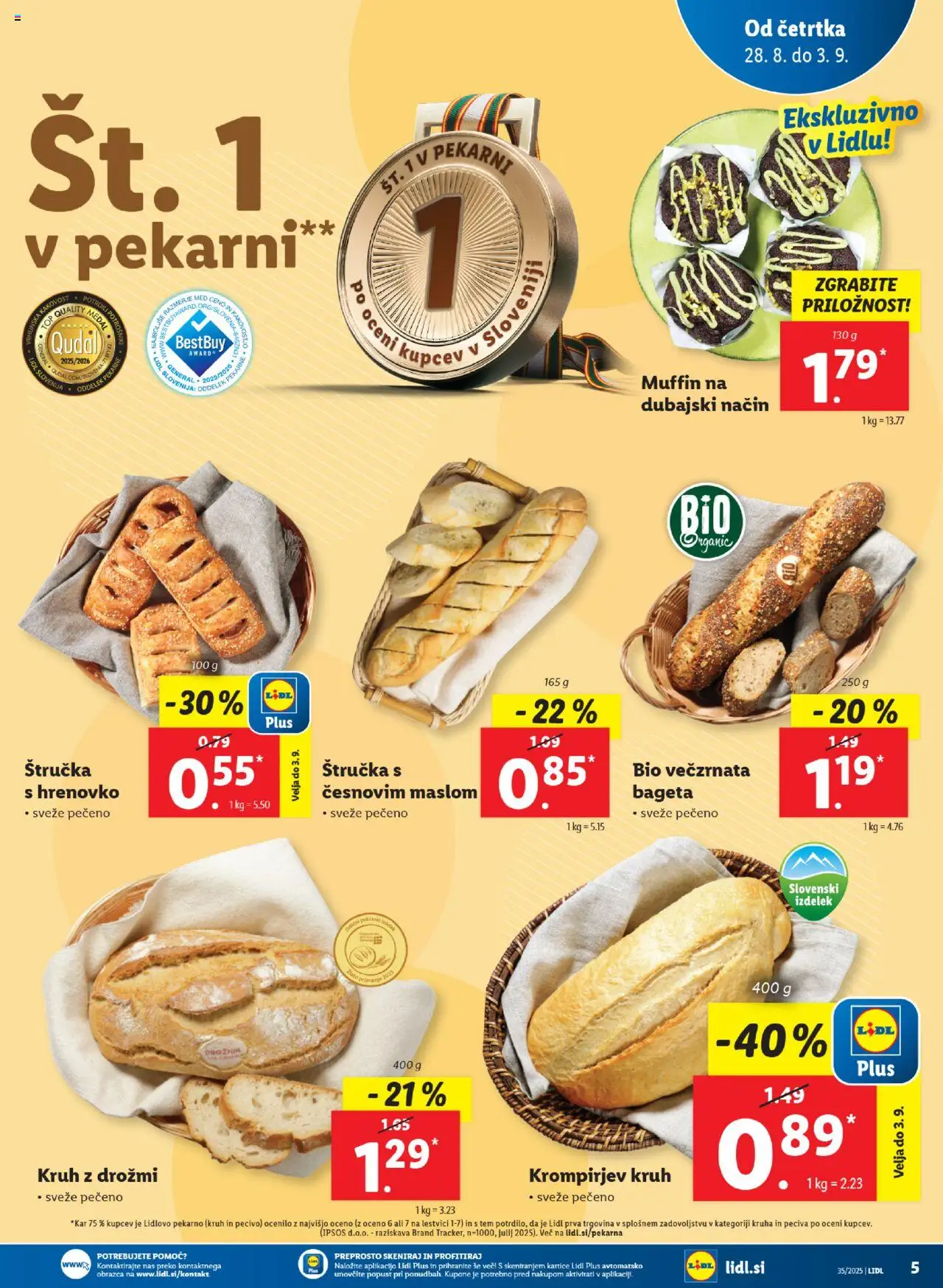 Lidl katalog │ velja od 28.08.2025 | Stran: 5 | Izdelki: Štručka, Kruh