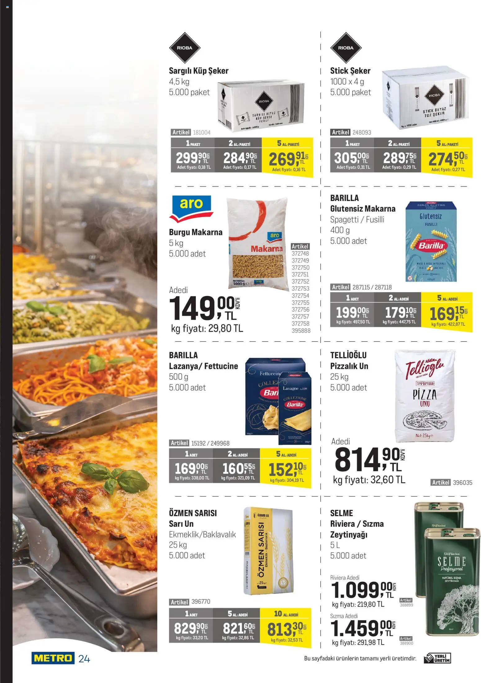 Metro - Şehir Otelleri - 22.04.2026 tarihinden itibaren geçerlidir | Sayfa: 24 | Ürünler: Pizza, Şeker, Makarna, Toz şeker