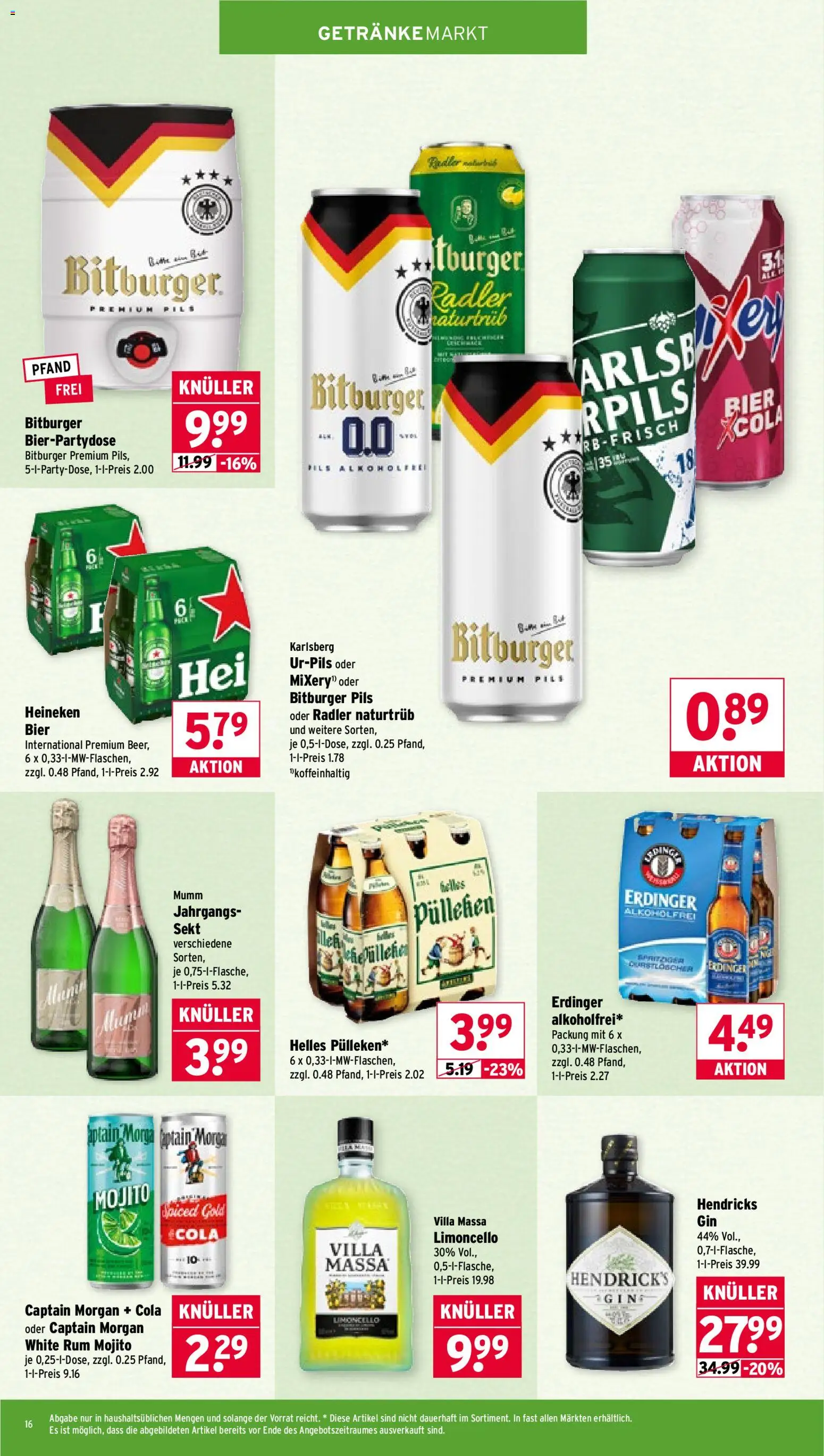 Wasgau Prospekt 	 – gültig ab 20.04.2026 | Seite: 16 | Produkte: Heineken, Radler, Captain morgan, Mixery