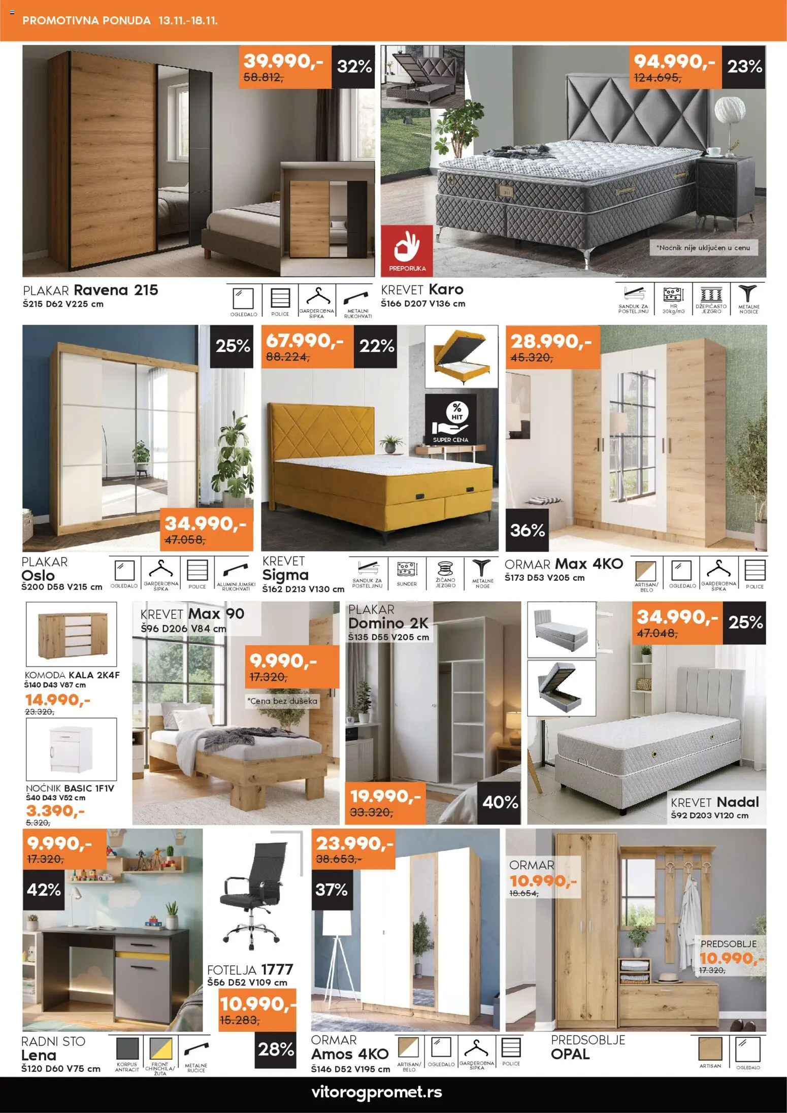 Vitorog katalog - važi od 13.11.2025 | Strana: 4 | Proizvode: Krevet, Fotelja, Ormar, Ogledalo