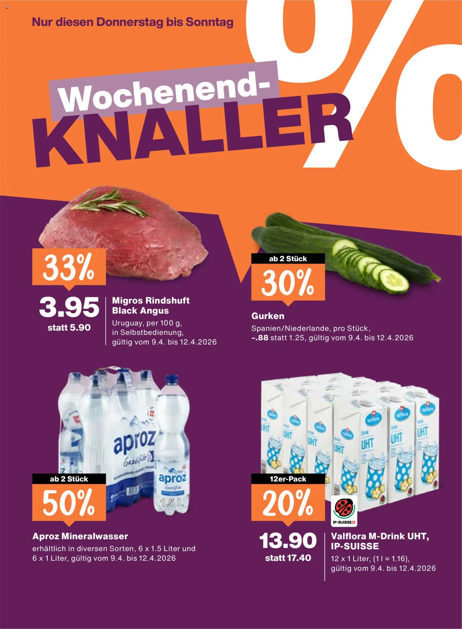 Migros aktionen – gültig ab 09.04.2026 | Seite: 24 | Produkte: Mineralwasser, Gurken