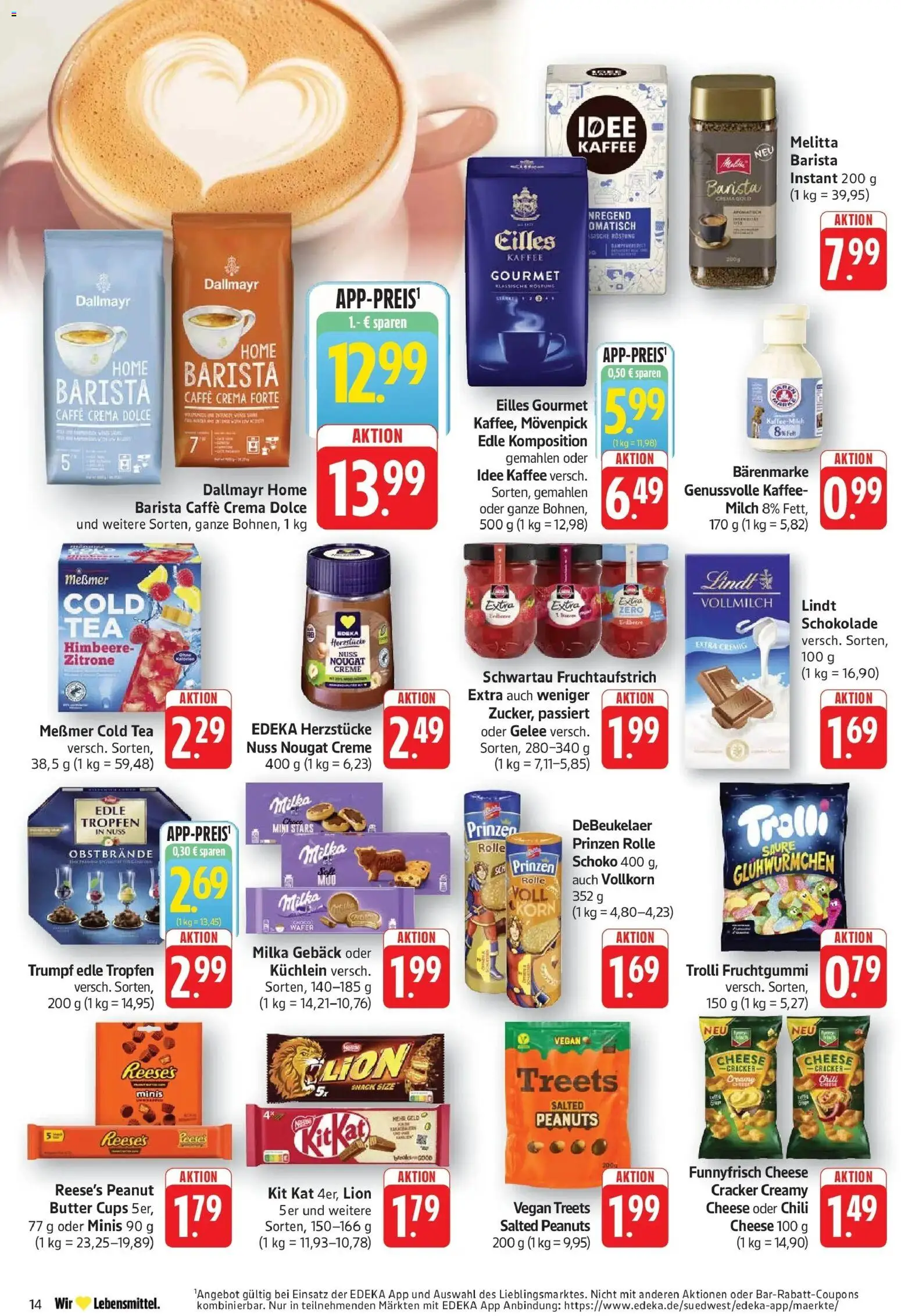 E center Prospekt Eislingen	 – gültig ab 05.04.2026 | Seite: 14 | Produkte: Kaffee, Schokolade, Milka, Creme