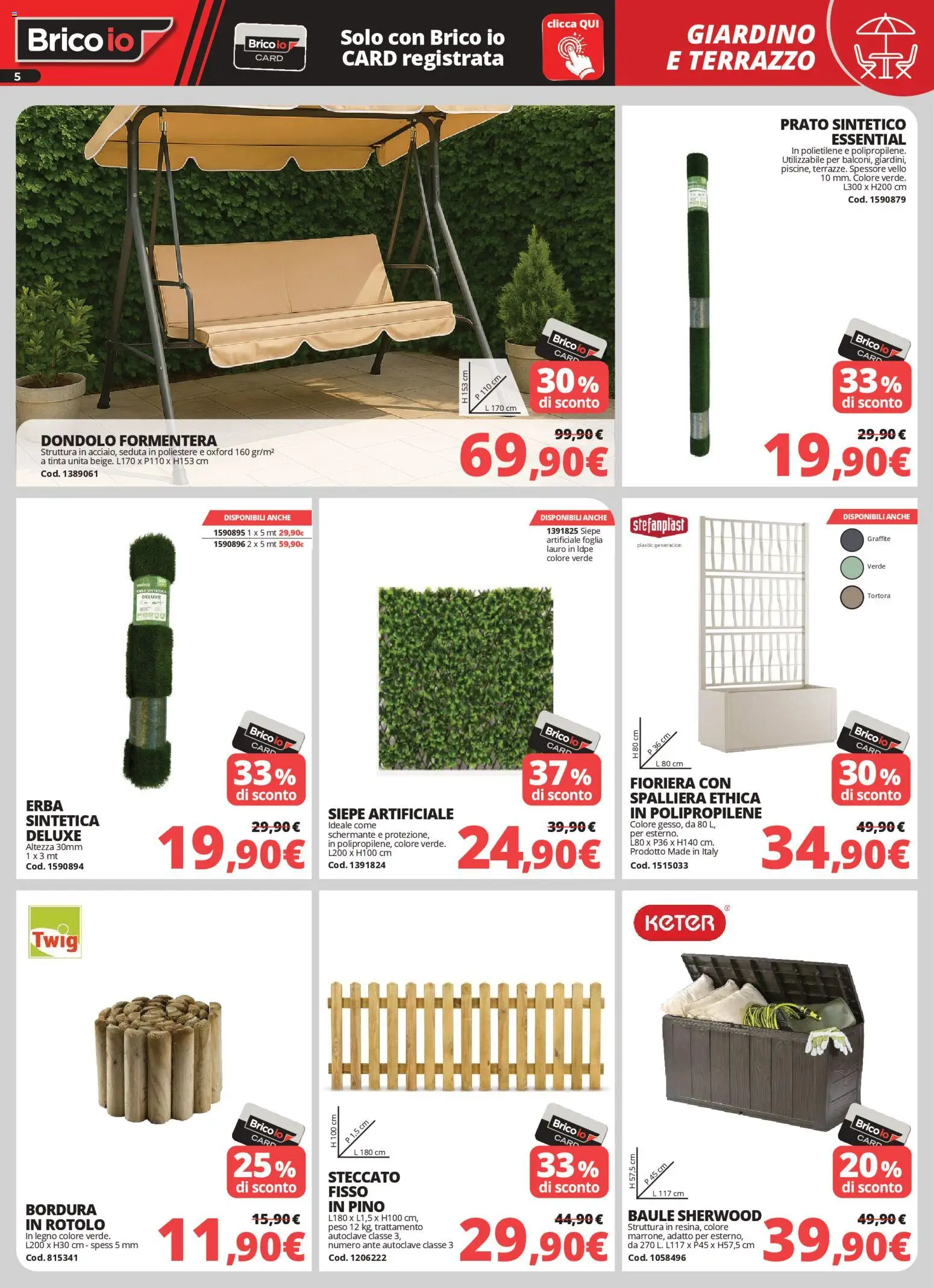 Volantino Brico io del 05.03.2026 | Pagina: 5 | Prodotti: Dondolo, Fioriera, Baule