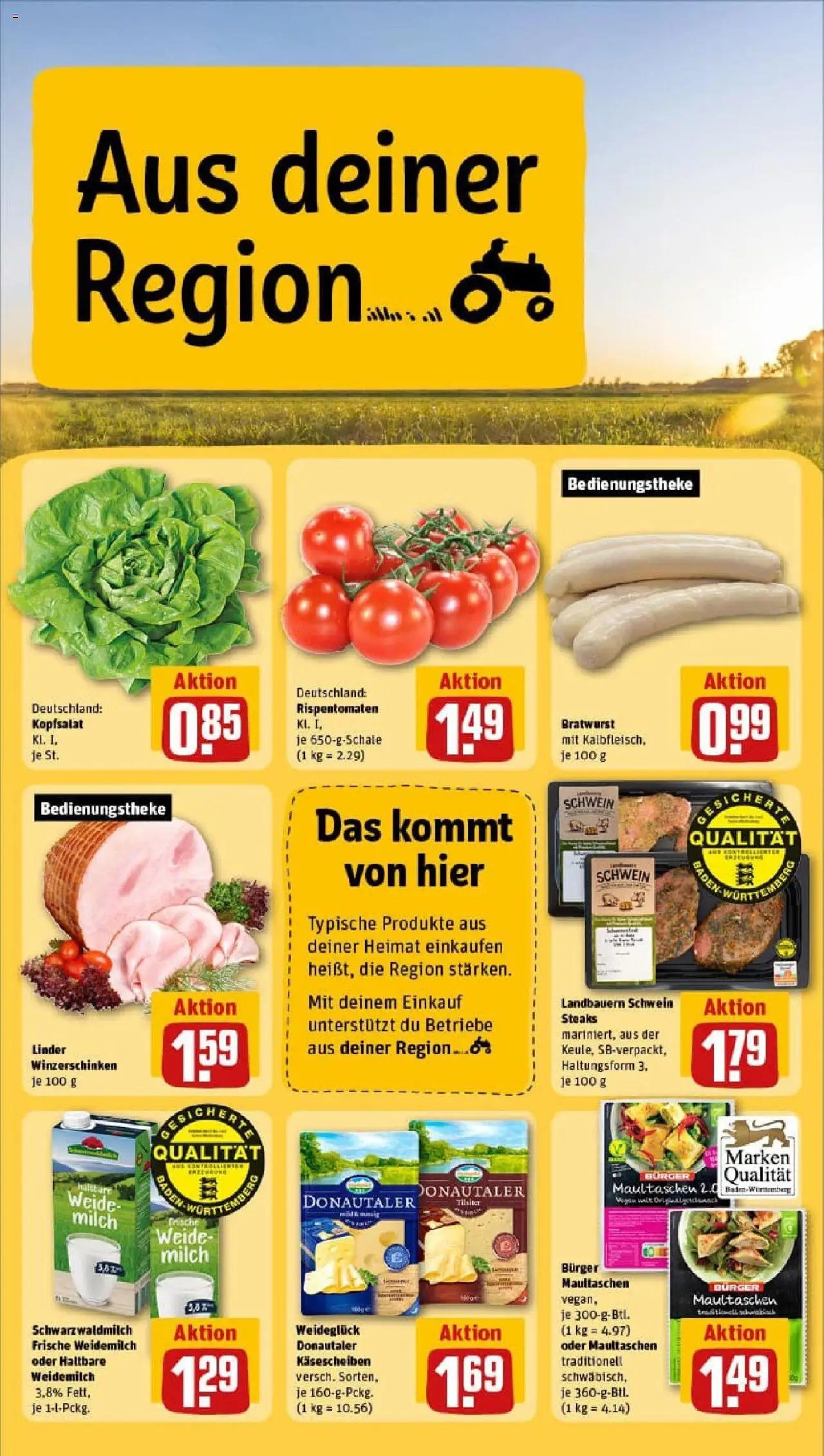 Rewe prospekt Walzbachtal	 - gültig ab dem 29.06.2025 | Seite: 22 | Produkte: Milch, Bratwurst, Burger, Maultaschen