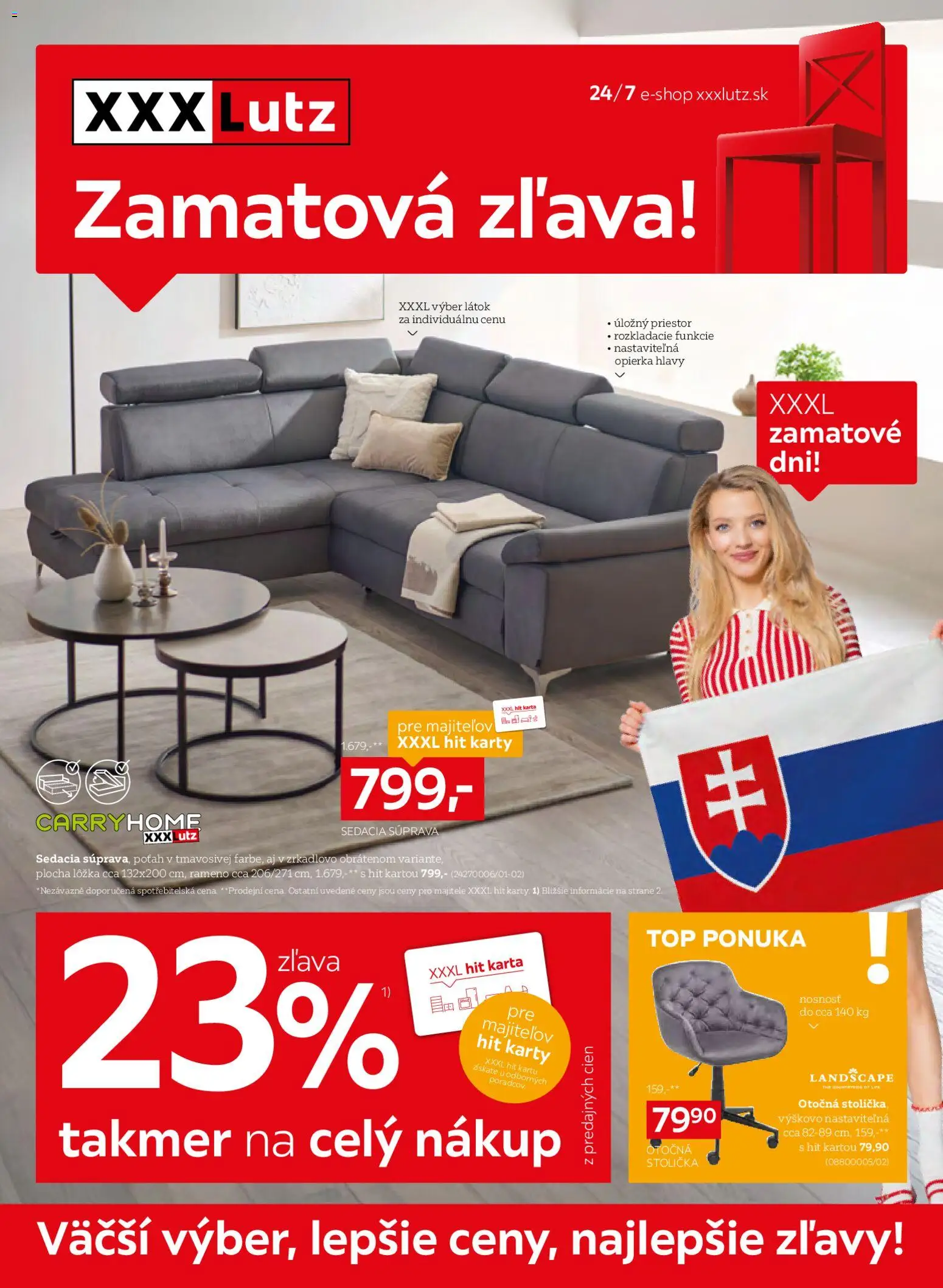 Nové XXXLutz akcie – leták je platný od 03.11.2025 | Strana: 1 | Produkty: Sedacia súprava, Stolička