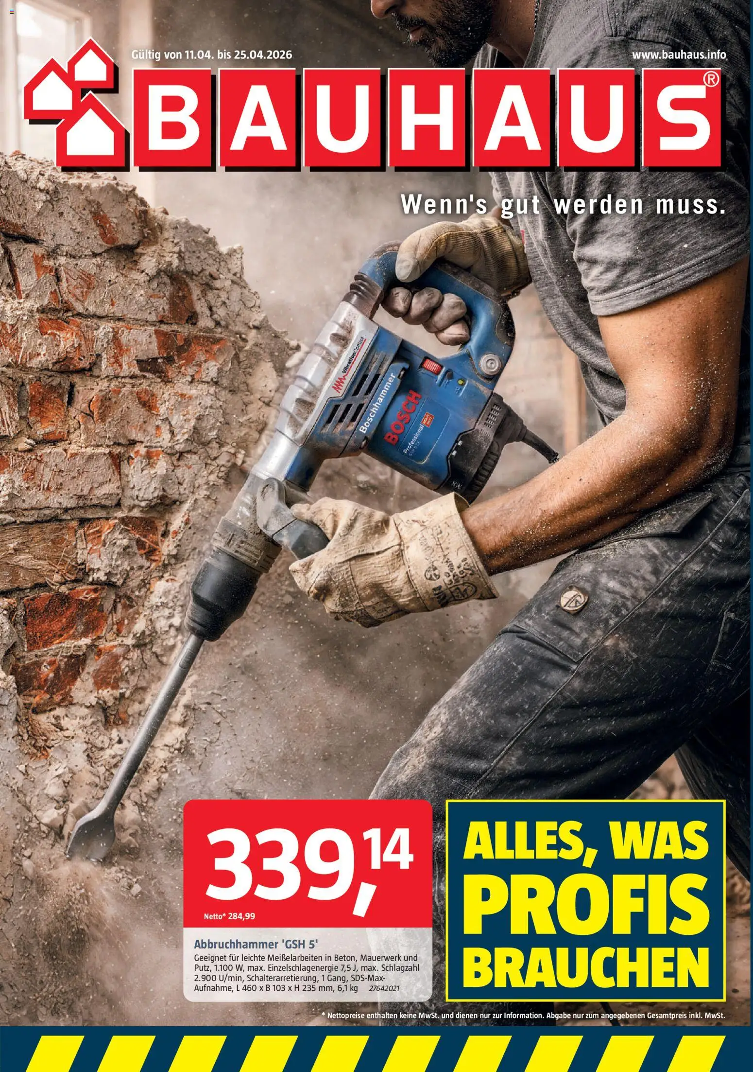 Bauhaus Prospekt 	 – gültig ab 11.04.2026 | Seite: 1 | Produkte: Bosch